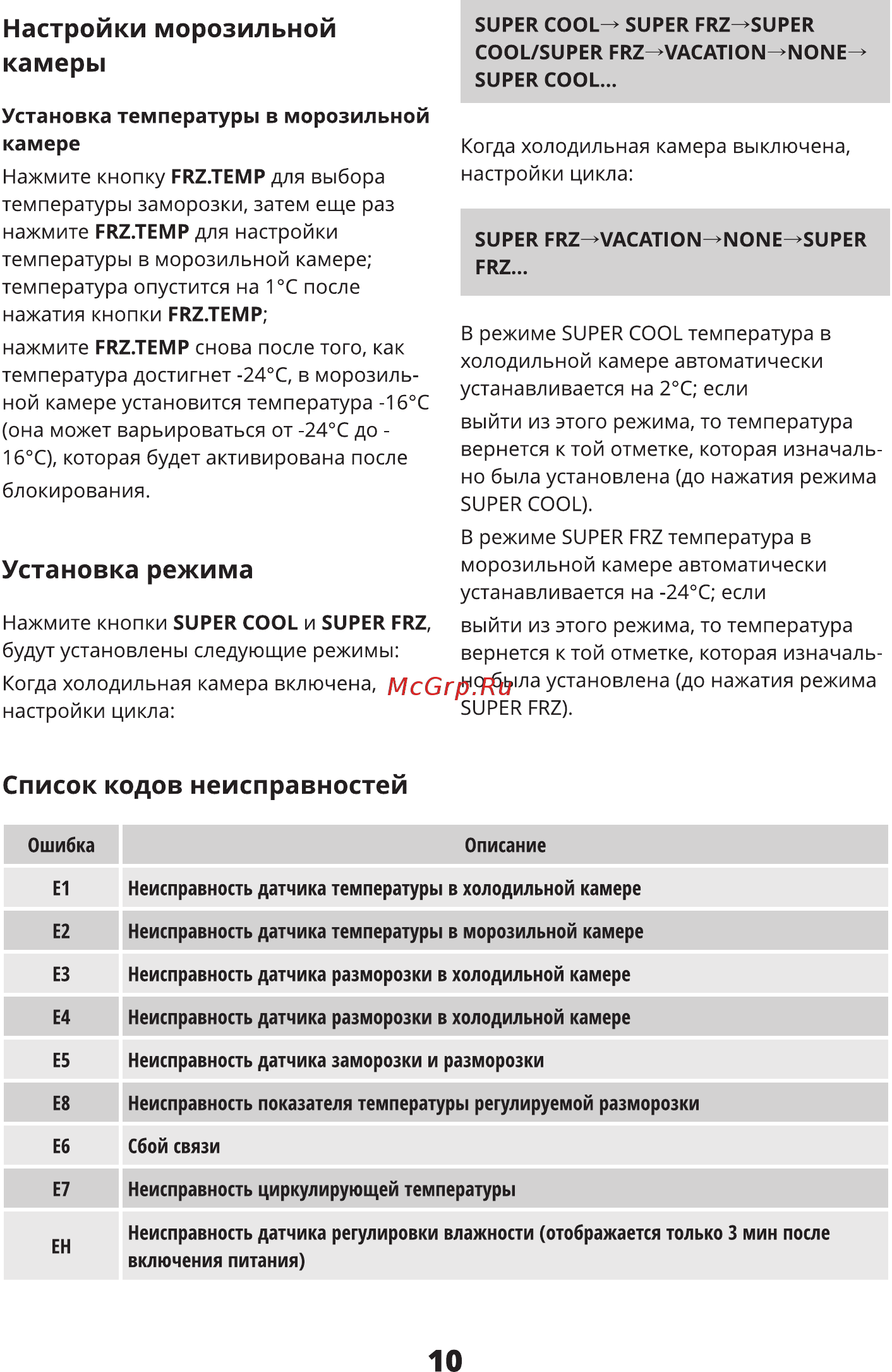 Leran RMD 645 IX NF [11/20] Список кодов неисправностей