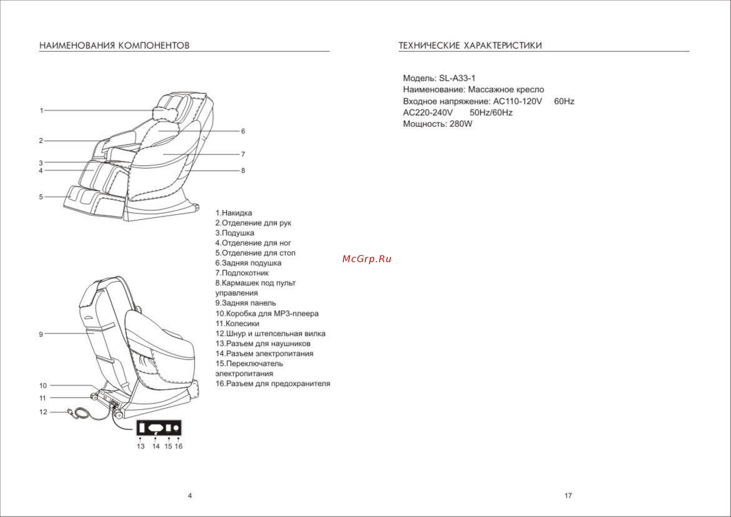 iRest SL-A33-1 [5/11] Наименования компонентов технические характеристики