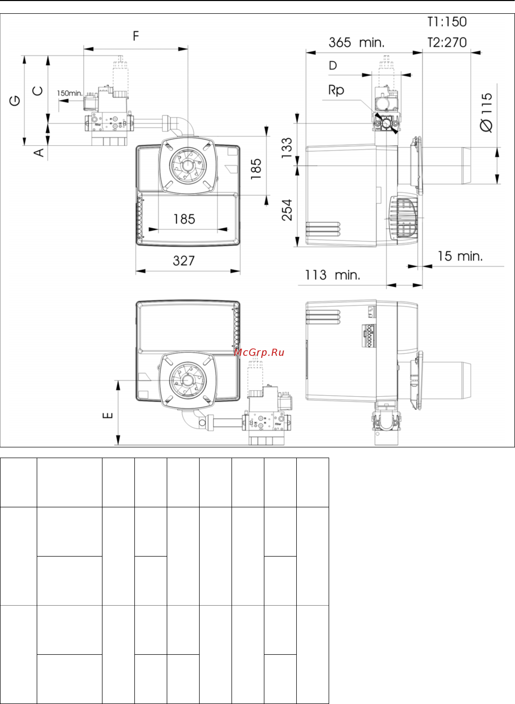 Cuenod NC 16 GX 107/8 T2 [7/24] Encombrement dimensions dimensioni d ingombro dimensiones medidas space requirements and dimensions maßbild und abmessungen чертеж с размерами