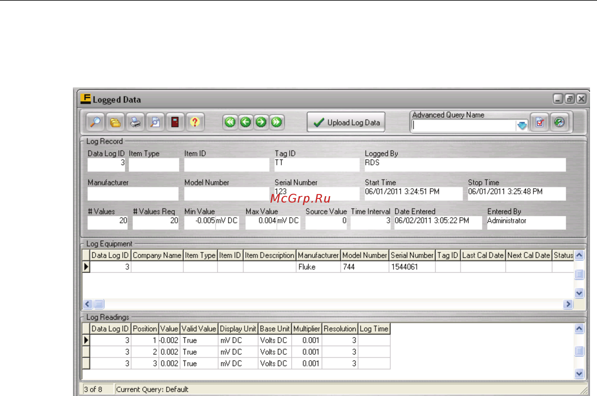 Fluke 753 [202/226] Show logged data button