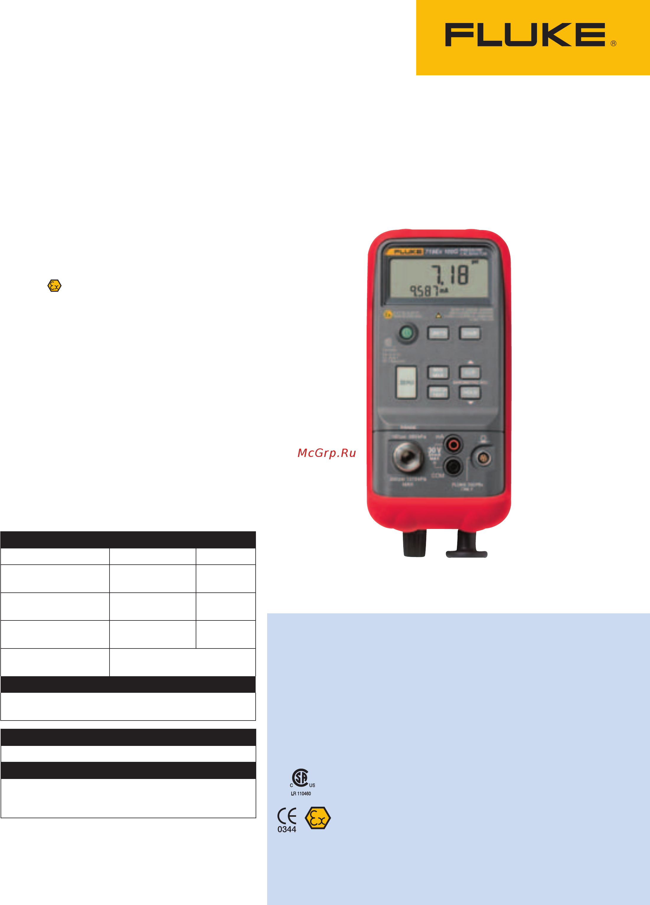 Fluke 718 ex Intrinsically Safe Pressure Calibrator and Pressure Modules онлайн