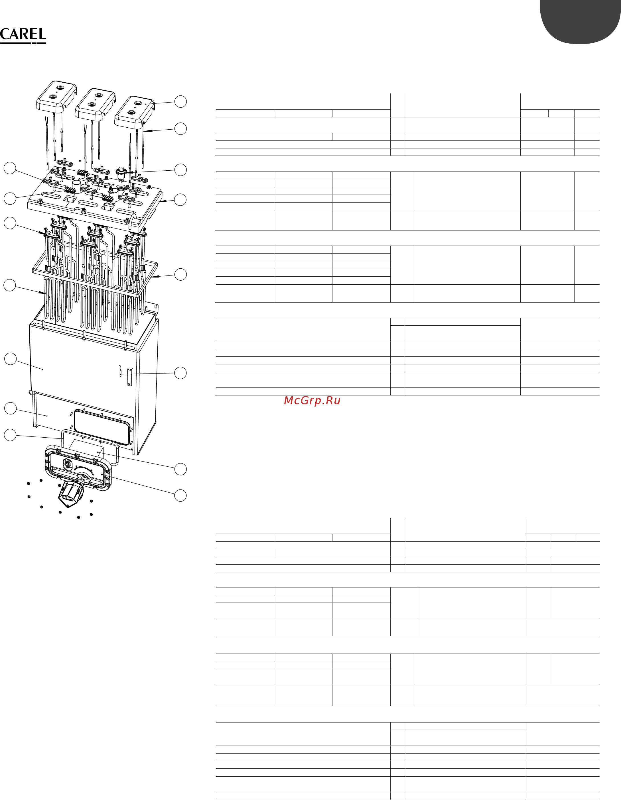 Carel heaterSteam titanium UR027HL104 [59/88] Сборочный чертеж увлажнителей моделей ur002 ur080