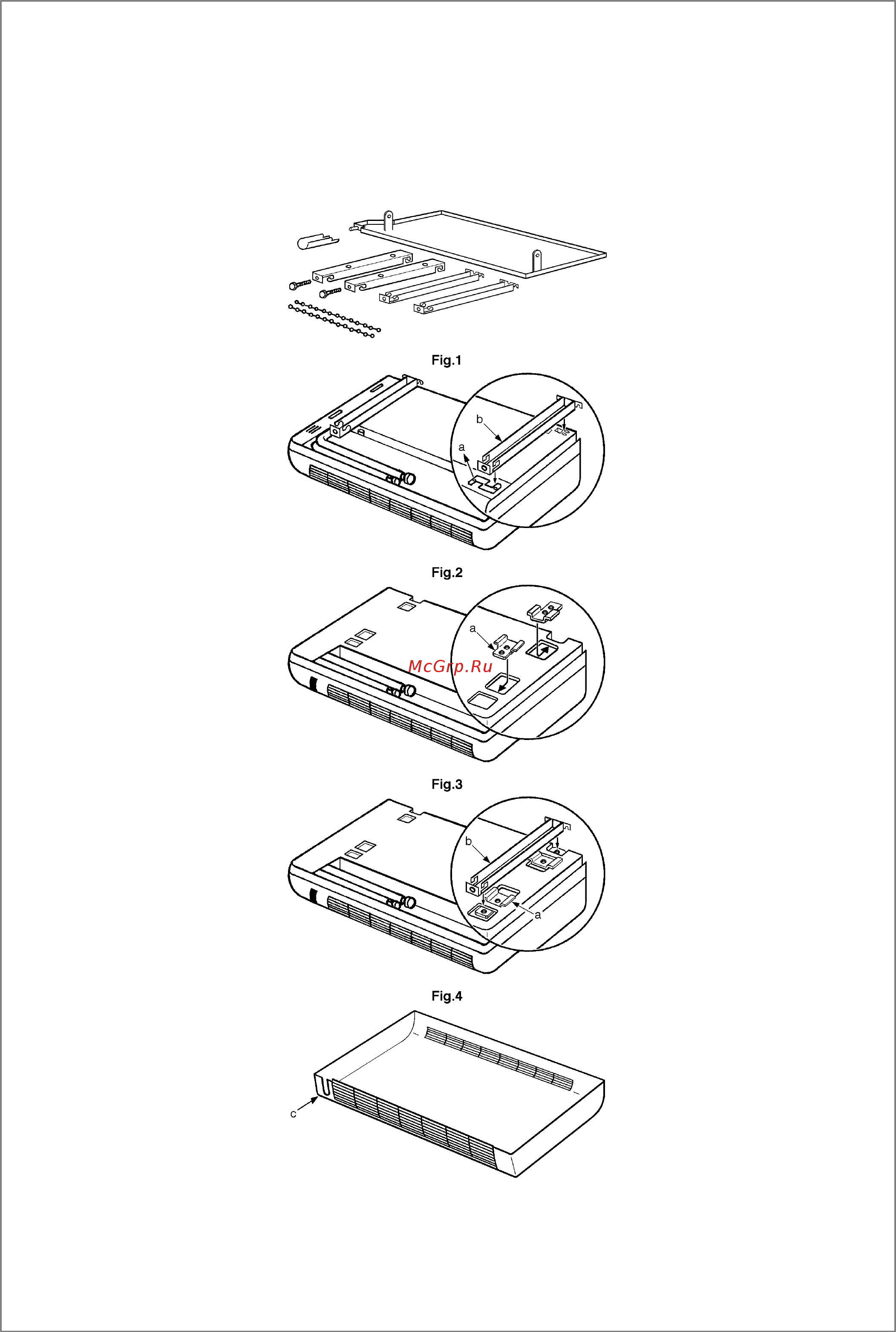 Ciat Splitciat ISEV 18L [8/27] Fixation and connection of the internal section under ceiling mounting