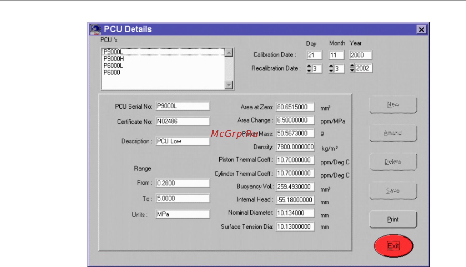Fluke P3200 [20/46] Viewing pcu details and modifying the recalibration date