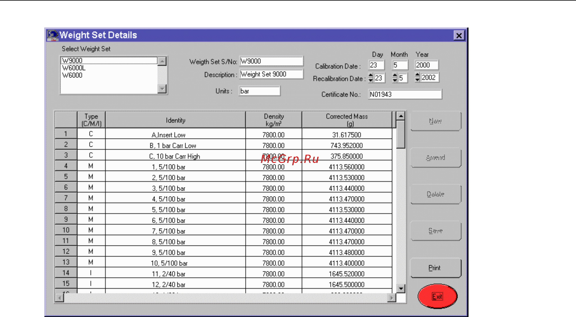 Fluke P3100 [21/46] Viewing weight set details and modifying the recalibration data