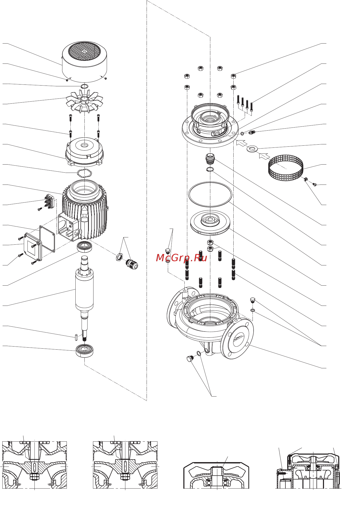 CALPEDA NR 50C/A [4/9] Io disegno per lo smontaggio ed il rimontagg drawing for dismantling and assembly zeichnung für demontage und montage dessin pour démontage et montage dibujo para desmontaje у montaje ritning for demontering och montering чертеж для демонтажа и сборки