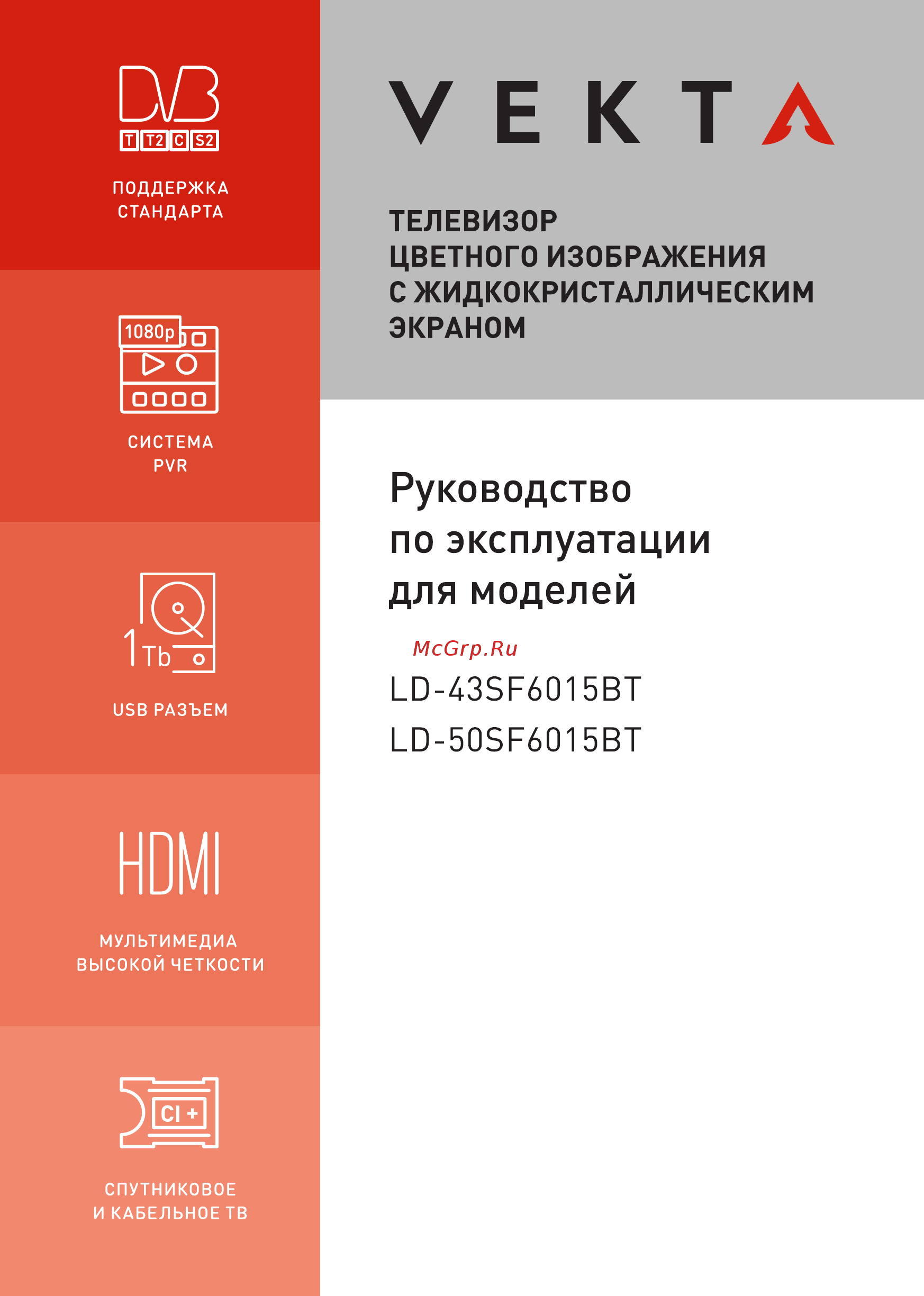 Vekta LD-43SF6015BT Руководство пользователя онлайн