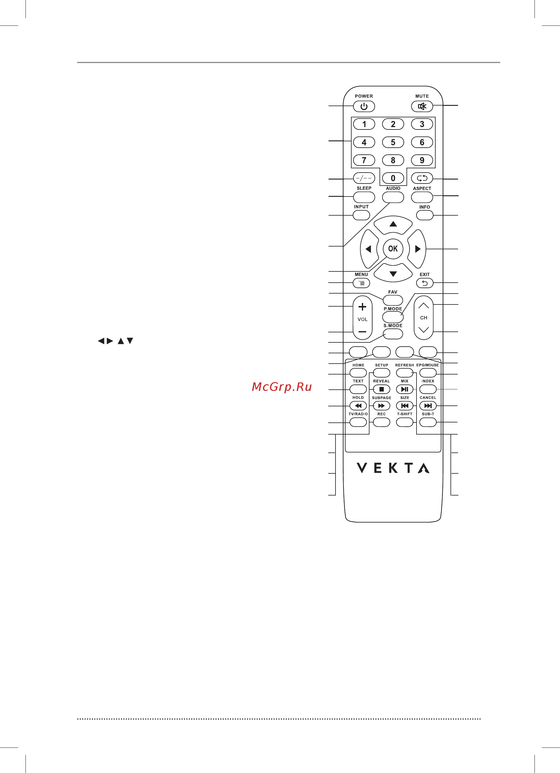 Vekta LD-43SF6519BS [11/44] Пульт дистанционного управления