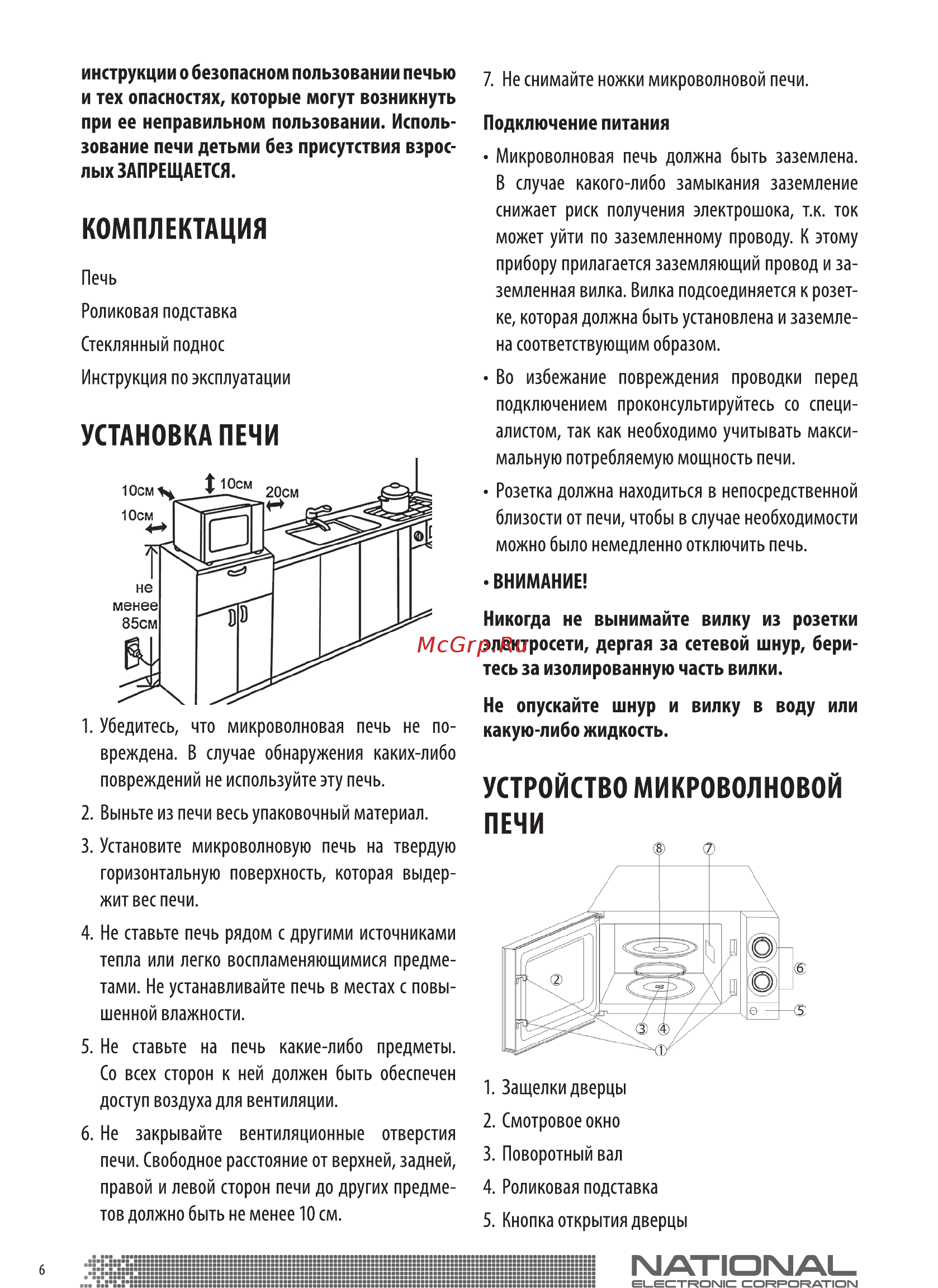 NATIONAL NK-MW121M20 Инструкция по эксплуатации онлайн [6/16] 366668