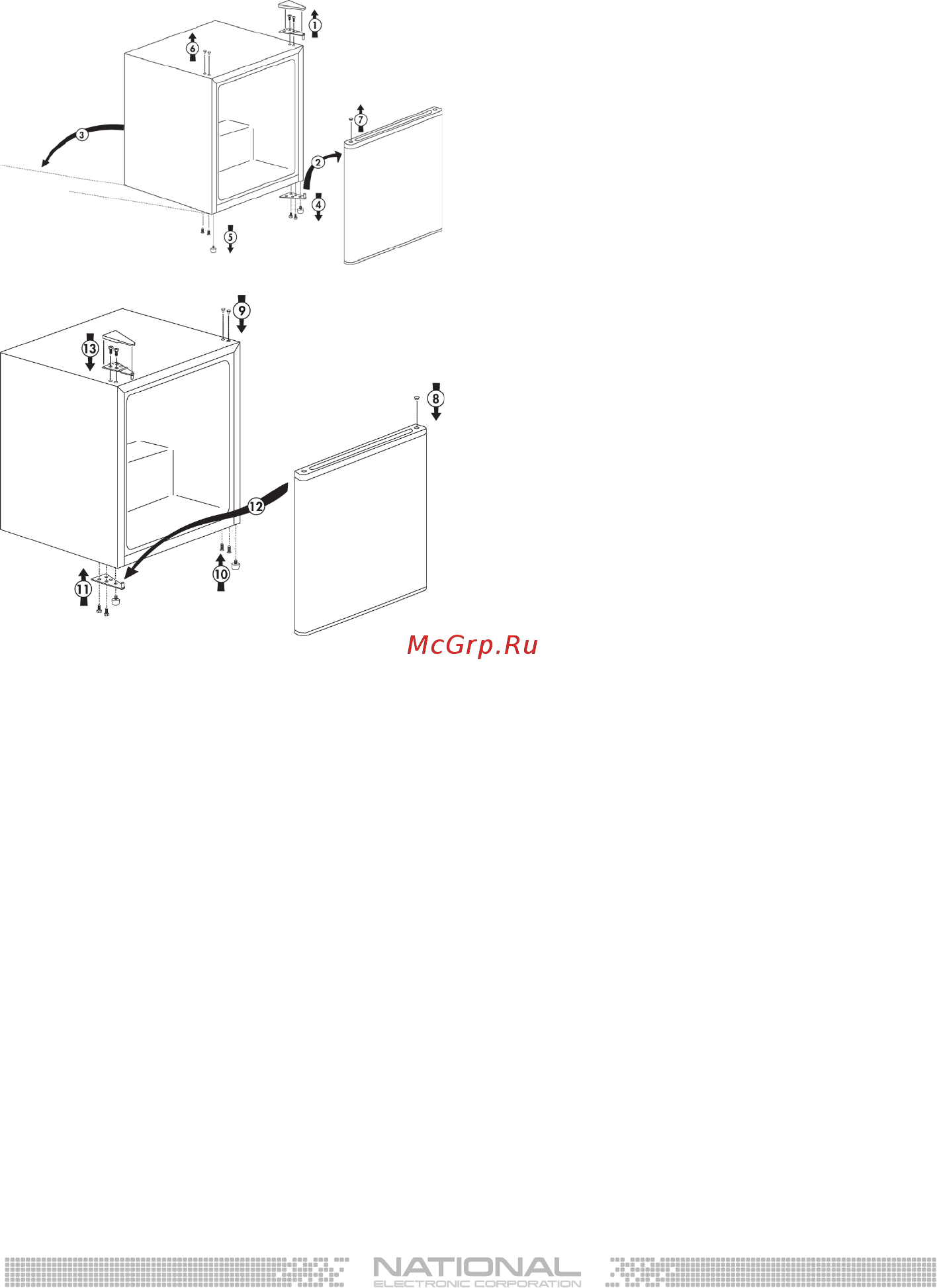 NATIONAL NK-RF550 [7/16] Изменение направления открытия дверцы
