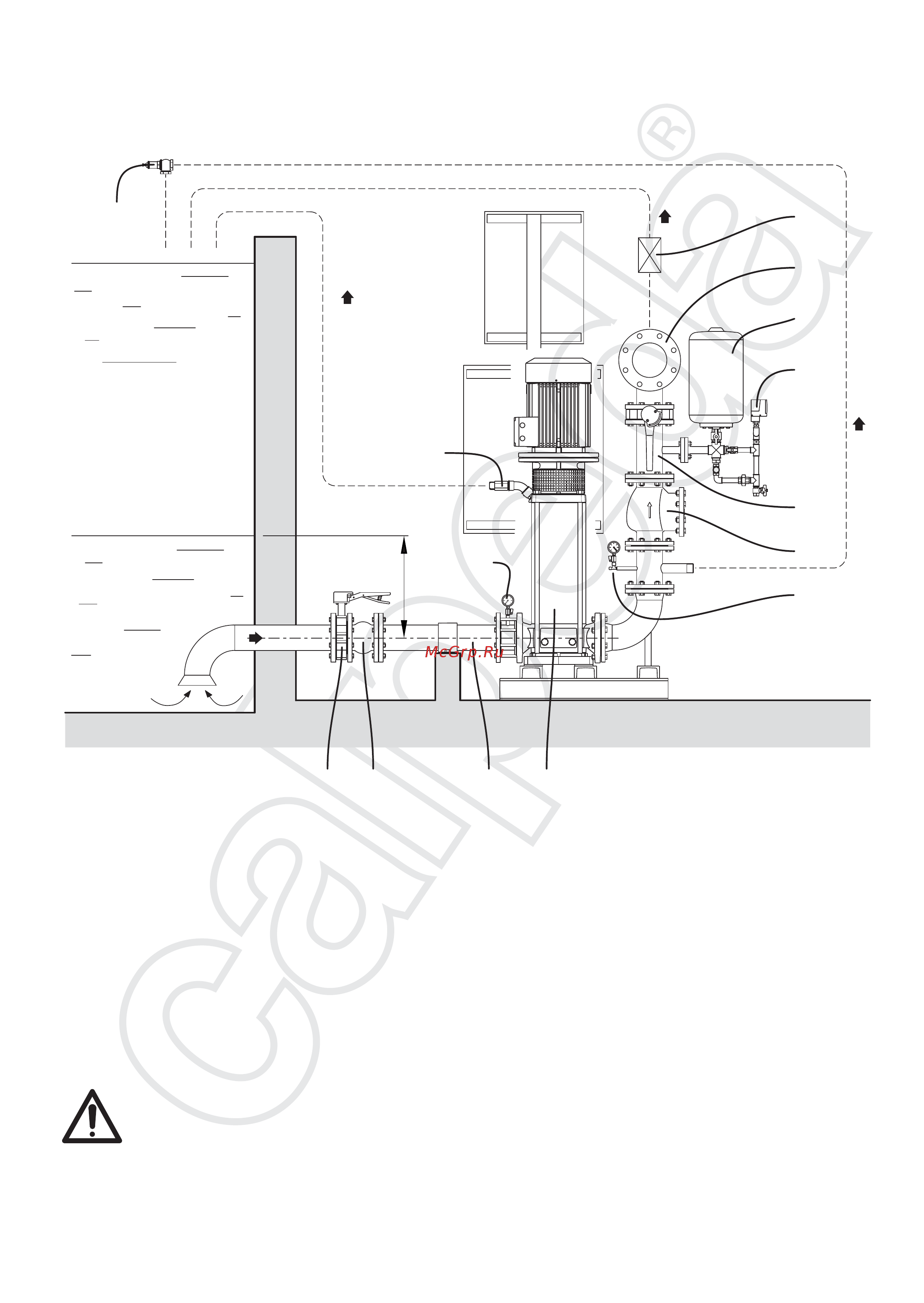 CALPEDA AUE 21 - 50M/C/A [9/20] Схема установки вертикального многоступенчатого насоса