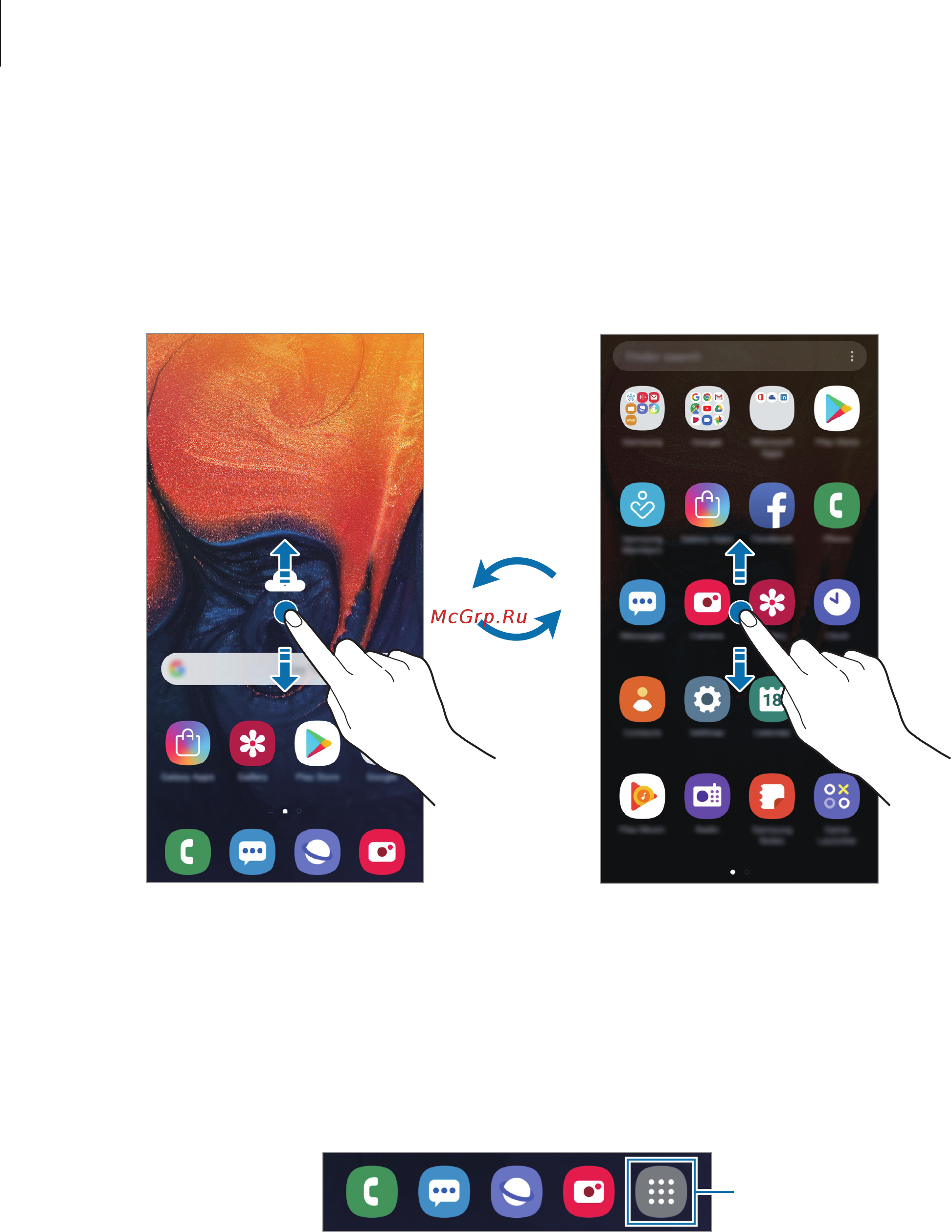 Samsung Galaxy A50 SM-A505FZKUSER [42/222] Switching between home and apps screens