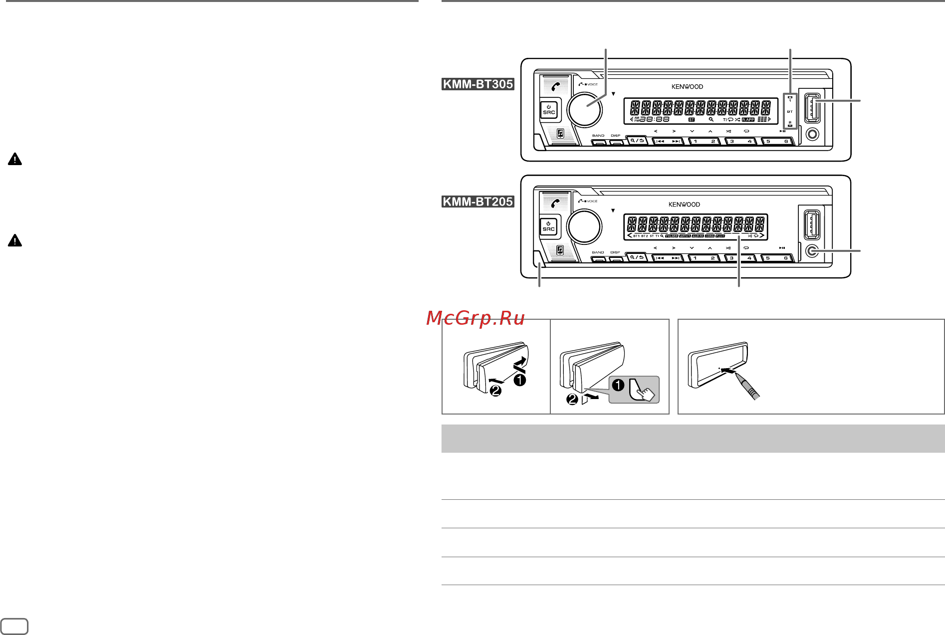 Kenwood KMM-BT205 [12/76] Important