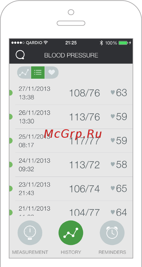 Qardio A100-ILR [11/36] Выбор среднего значения по нескольким циклам измерений