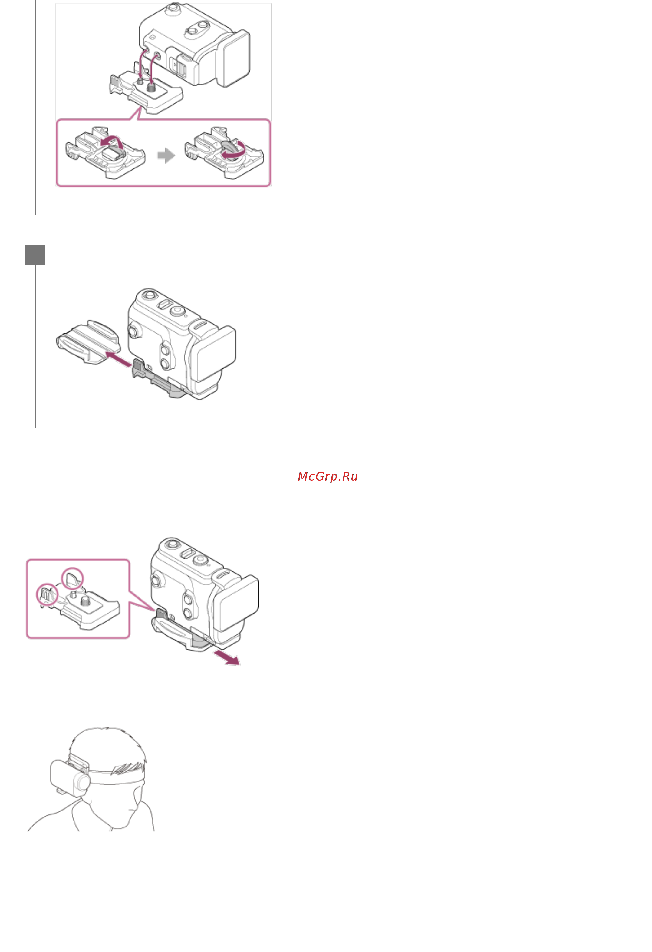 Sony HDR-AS50R/BC [23/104] Отсоединение фиксатора крепления от дополнительного оборудования
