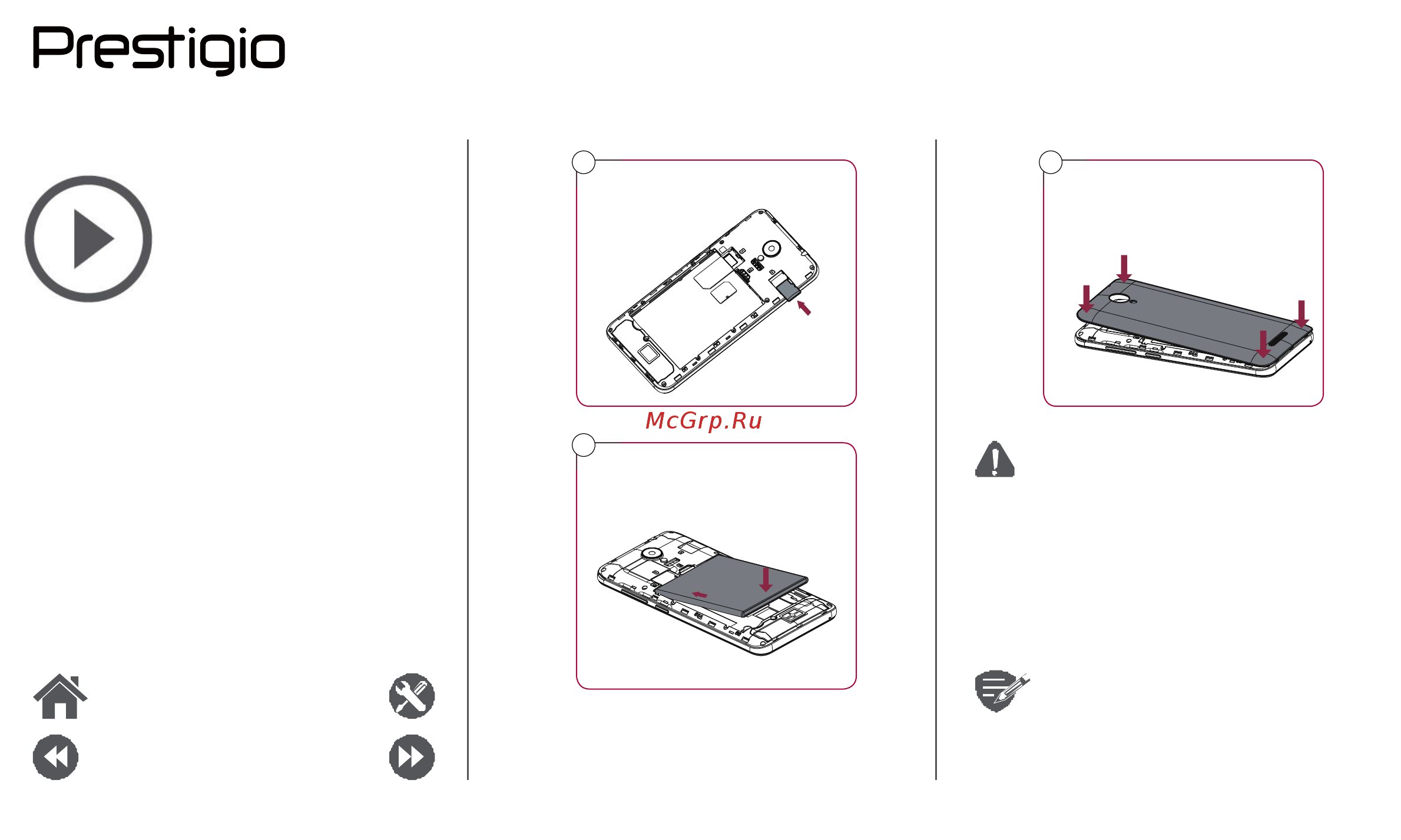 Prestigio PSP3510 Красный [5/40] Установка включение телефона домашние экраны главное меню