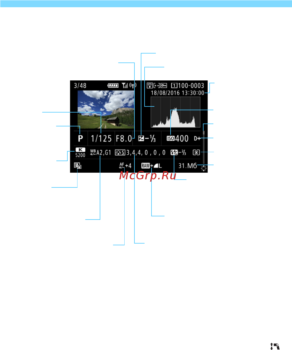 Canon EOS 5D Mark IV Body (1483C025) [398/790] Отображение информации о съемке