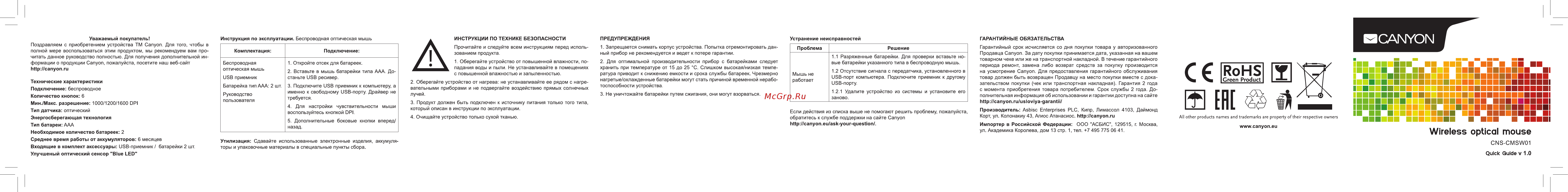 Canyon CNS-CMSW01B Инструкция по эксплуатации онлайн