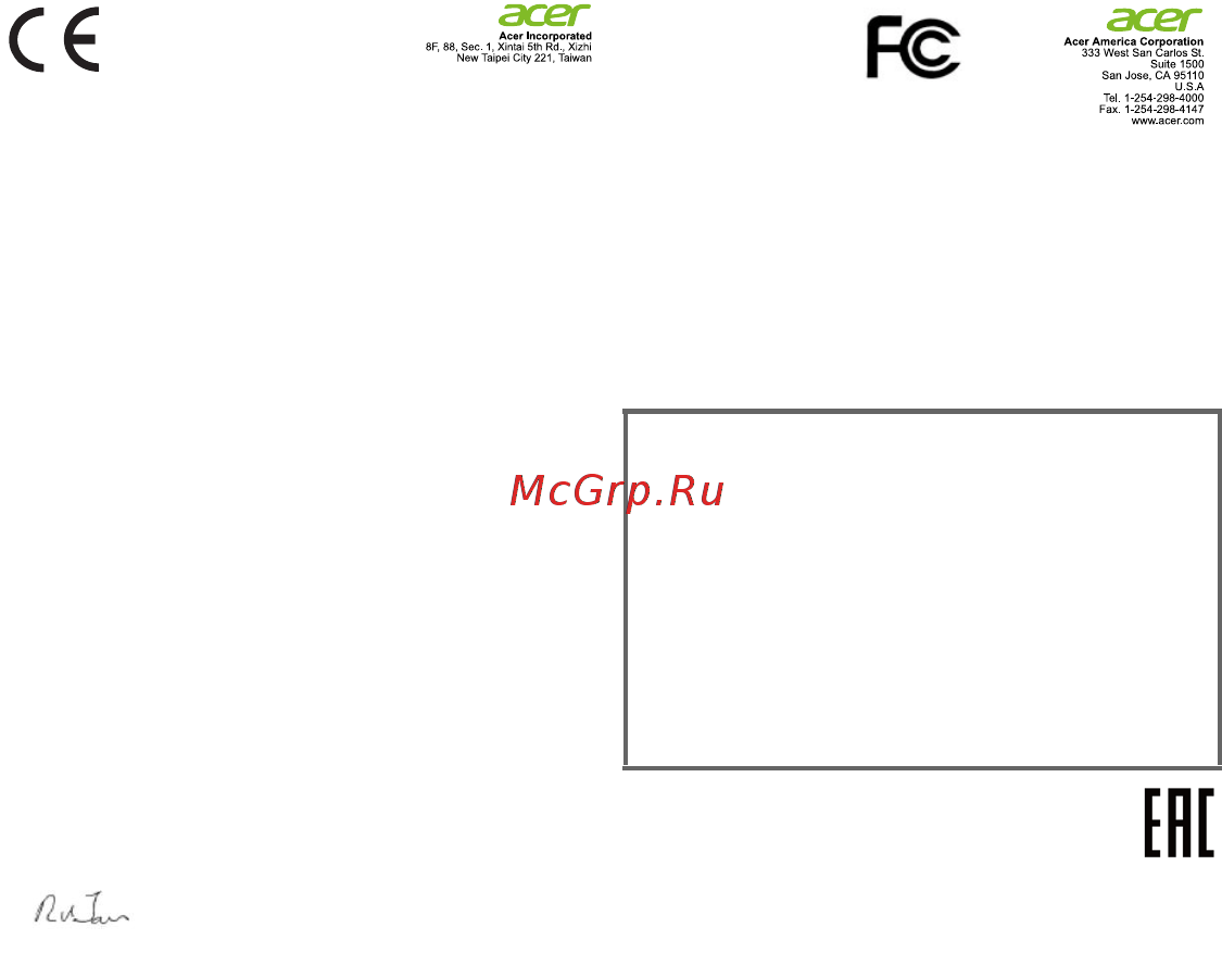 Acer Mixed Reality Headset & Controllers AH101 [7/15] Заявление о соответствии требованиям