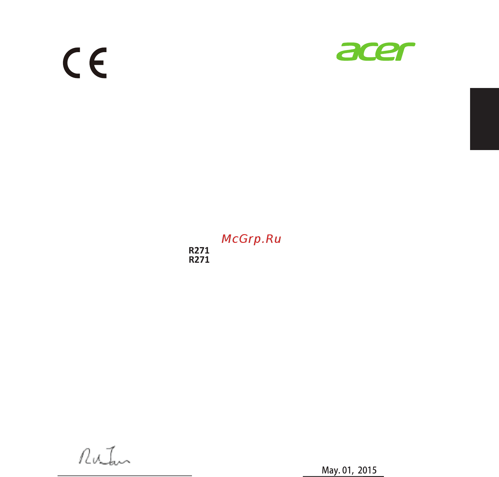 Acer R1 R271 UM.HR1EE.014 [9/28] Declaration of conformity