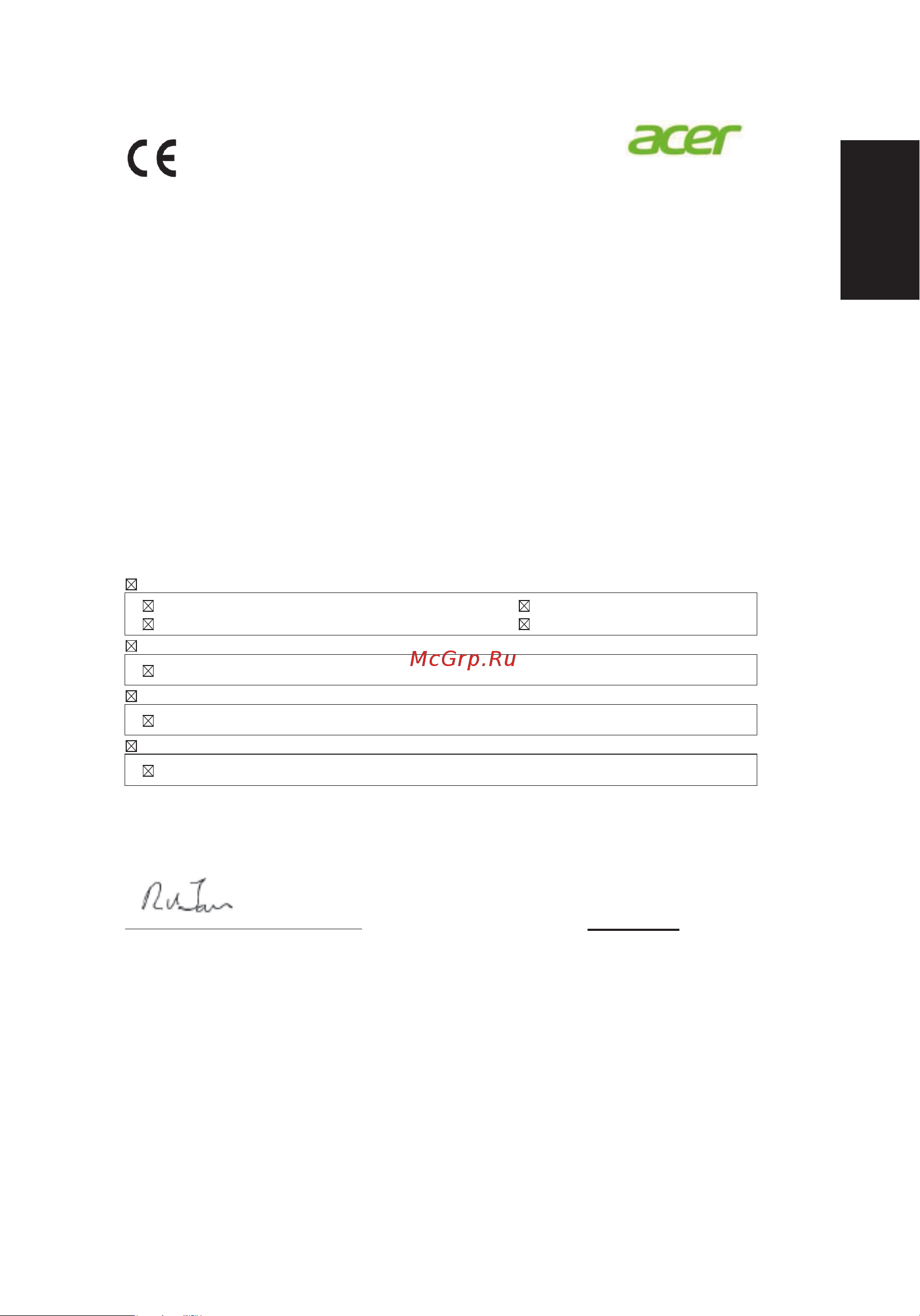 Acer Predator Z1 Z271 UM.HX1EE.023 [10/28] Declaration of conformity