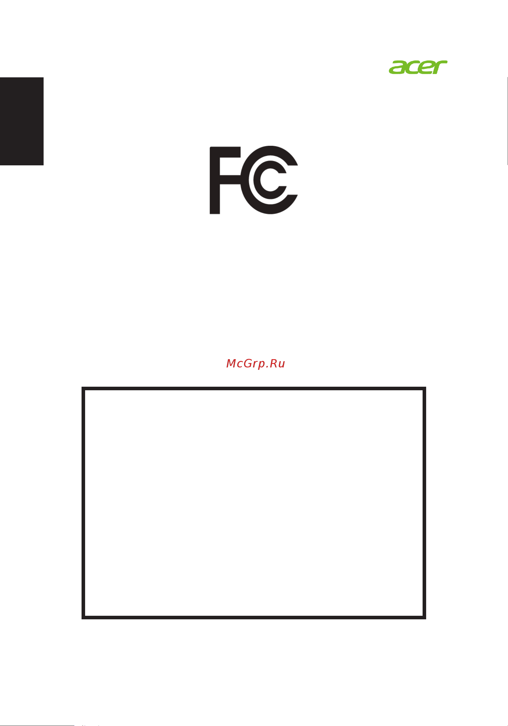 Acer Predator Z1 Z271 UM.HX1EE.023 [11/28] Federal communications commission declaration of conformity