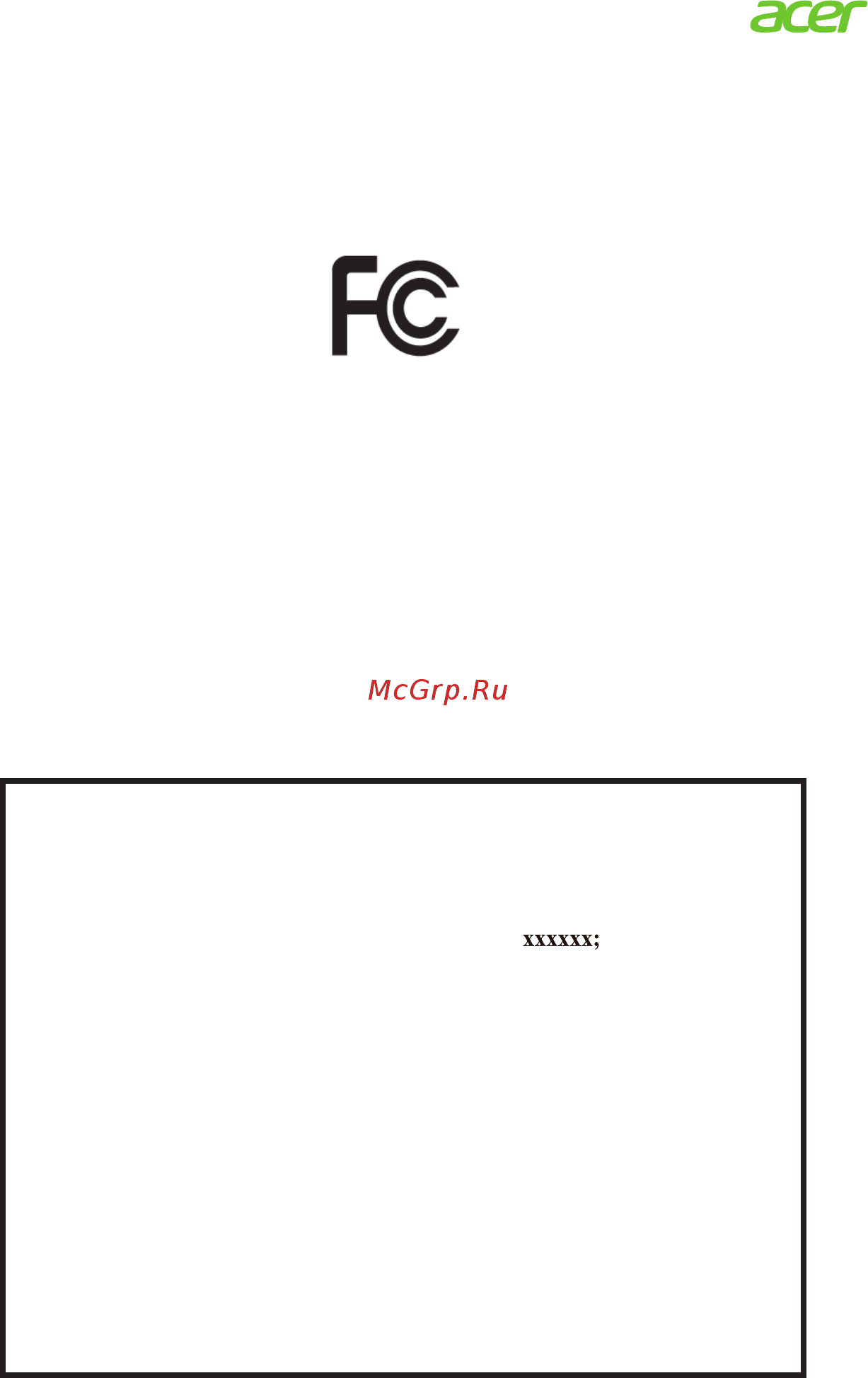 Acer ED273 UM.HE3EE.005 [11/27] Federal communications commission declaration of conformity