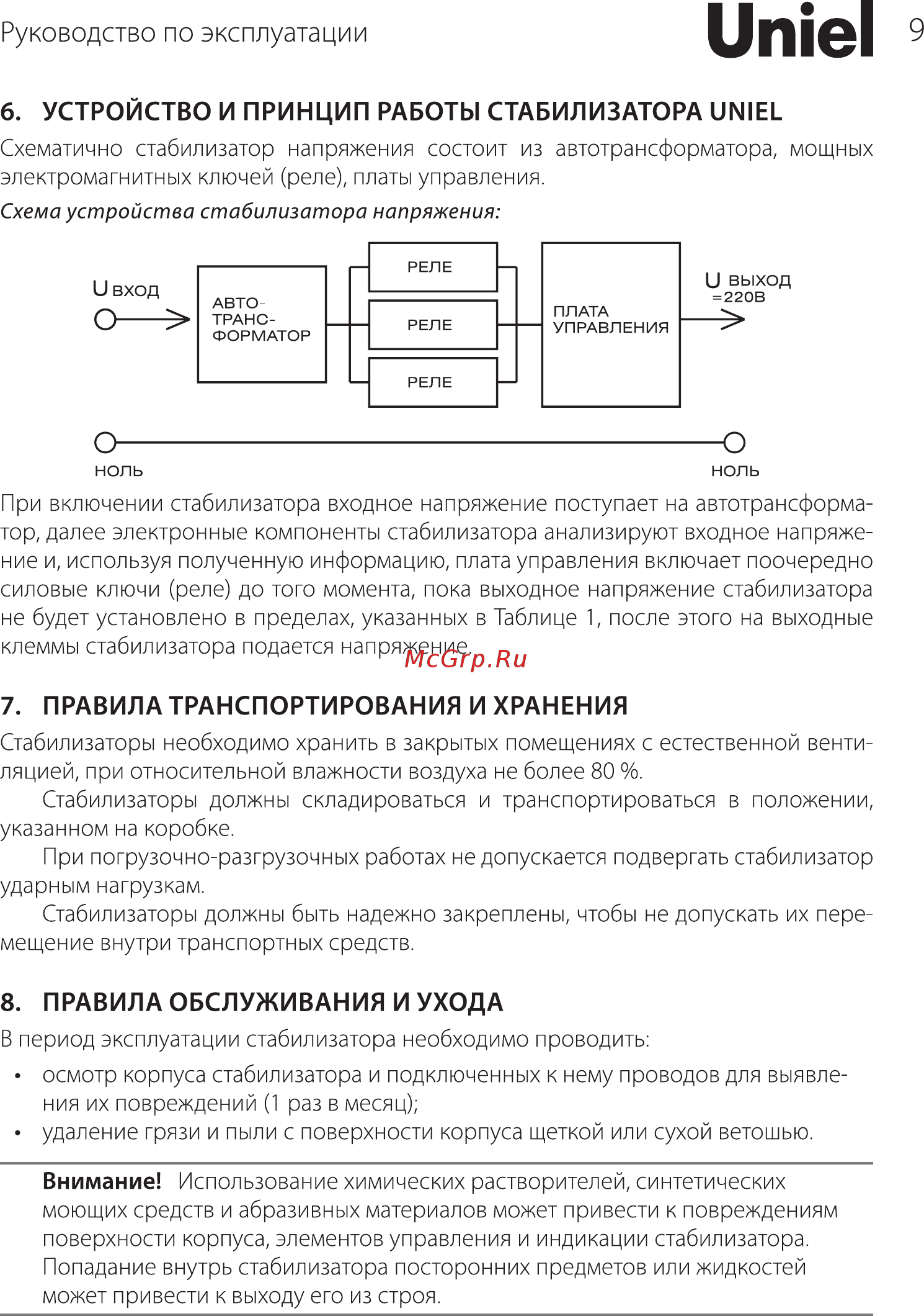 Uniel U-ARS-1500/1 09623 [9/12] Руководство по эксплуатации