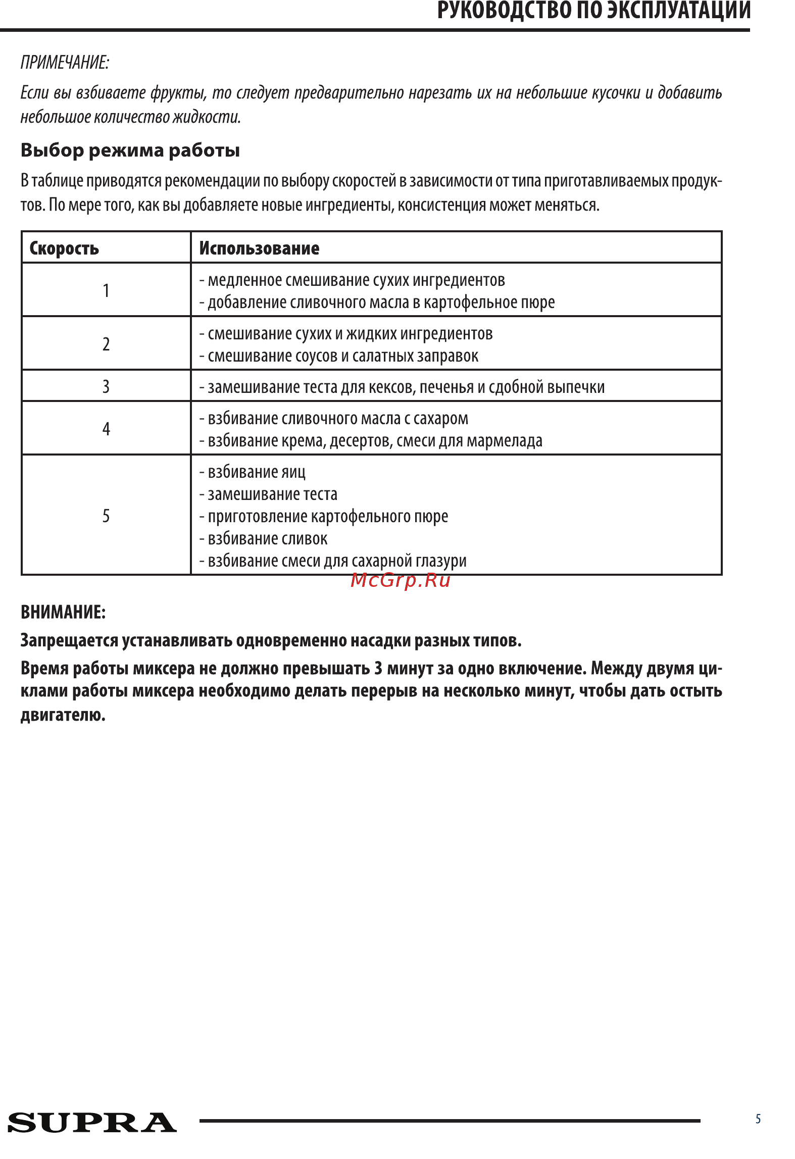 Supra MXS-522 Инструкция по эксплуатации онлайн [5/8] 372871