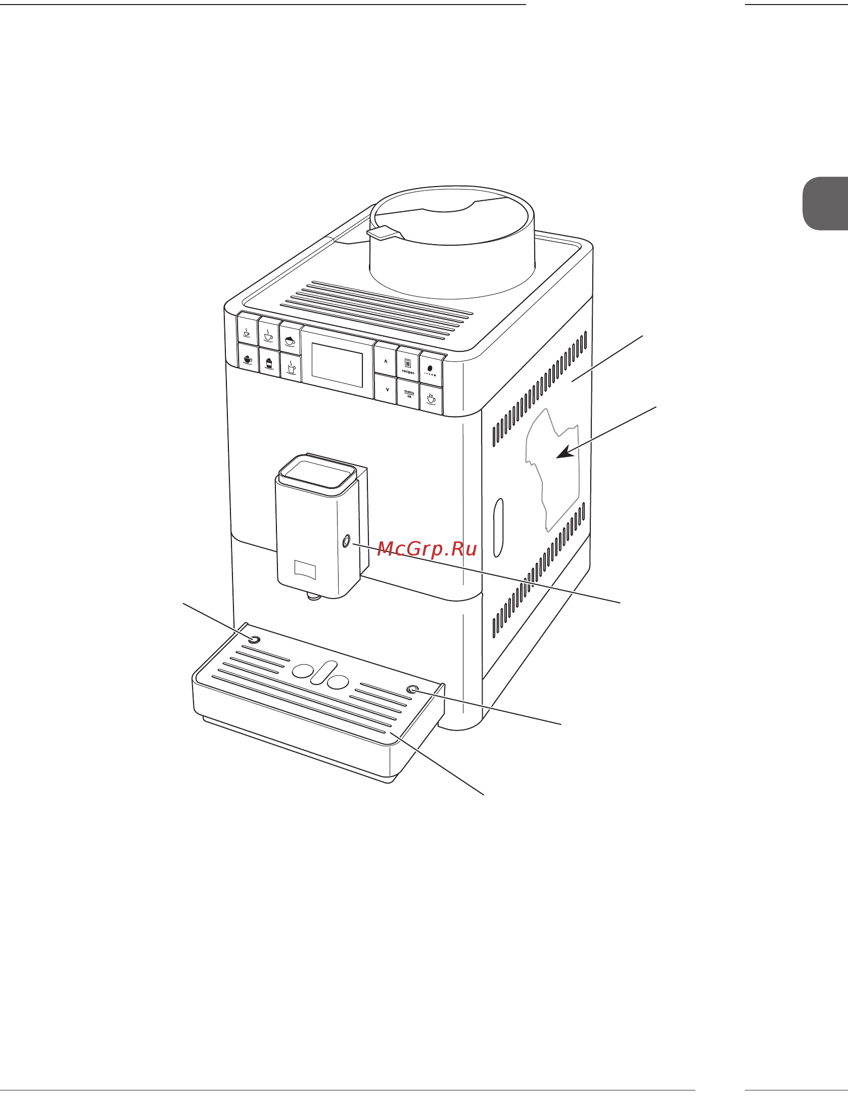 Melitta Caffeo Passione OT F 531-102 [141/752] Afb 2 apparaat vooraan rechts