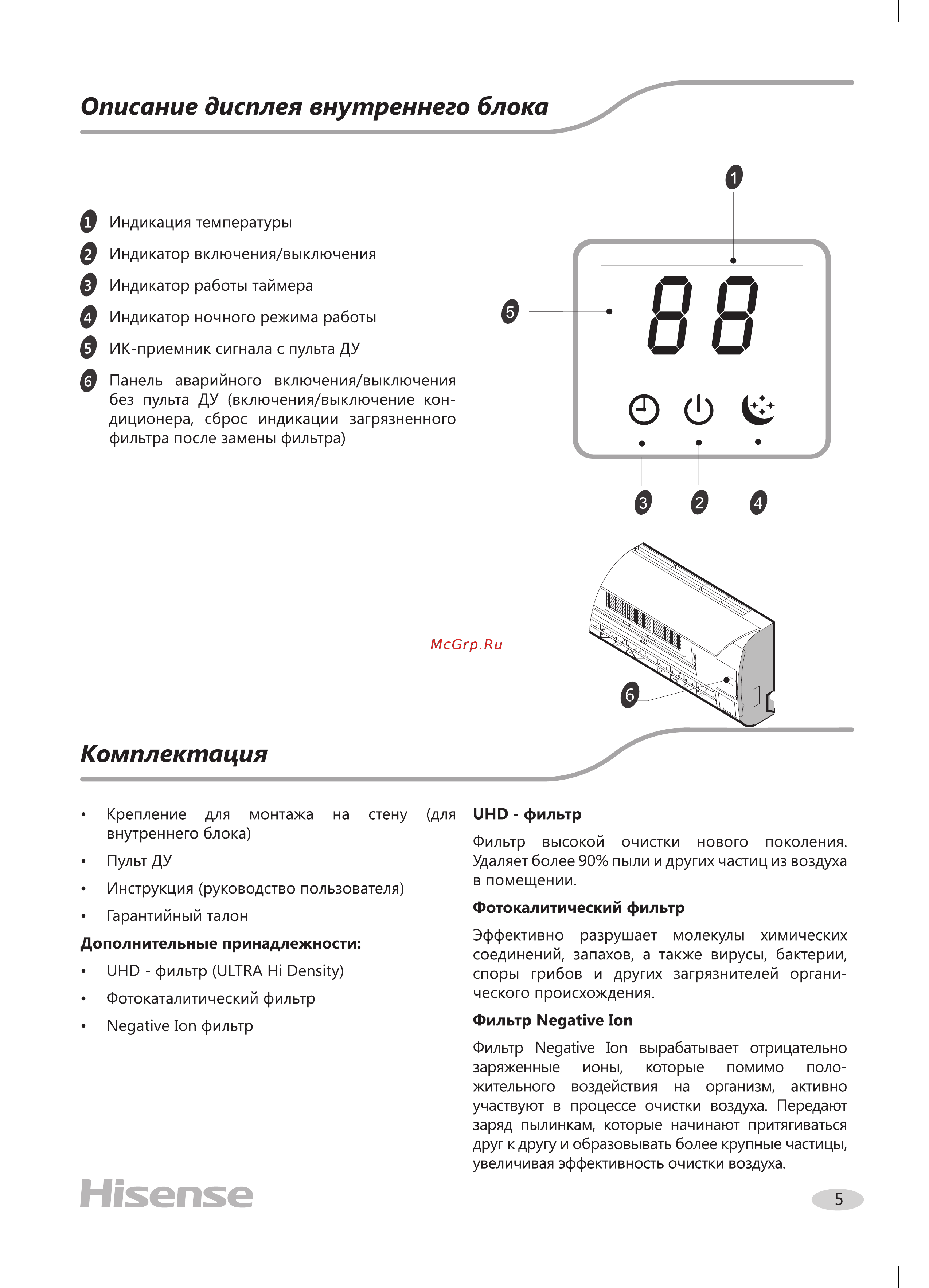 Hisense AS-18UR4SFATDI6G/AS-18UR4SFATDI6W Белый Инструкция по эксплуатации онлайн [6/20] 373770