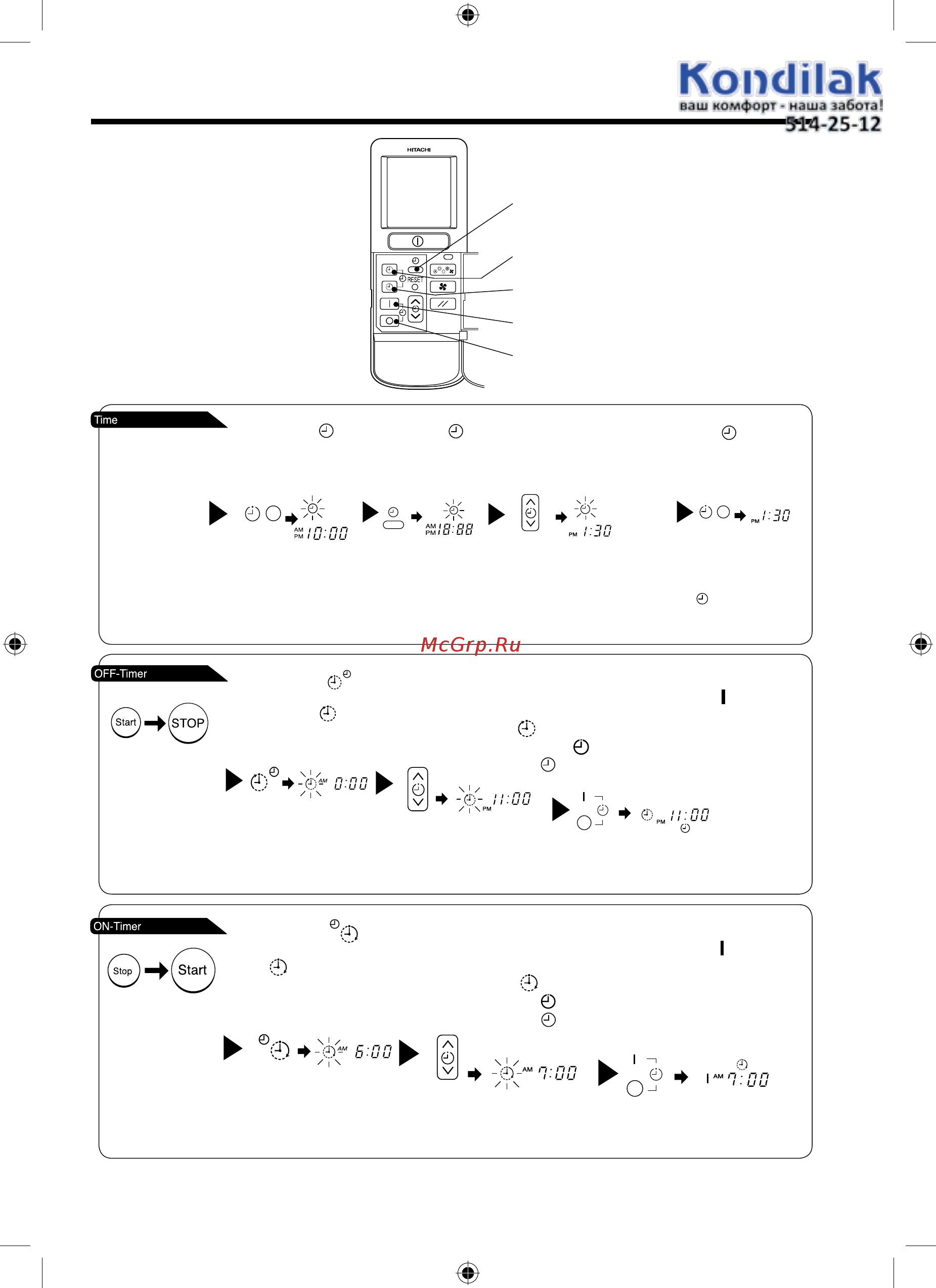 Hitachi Inverter Premium RAS-10MH1/RAC10MH1 Белый [12/50] How to set the timer