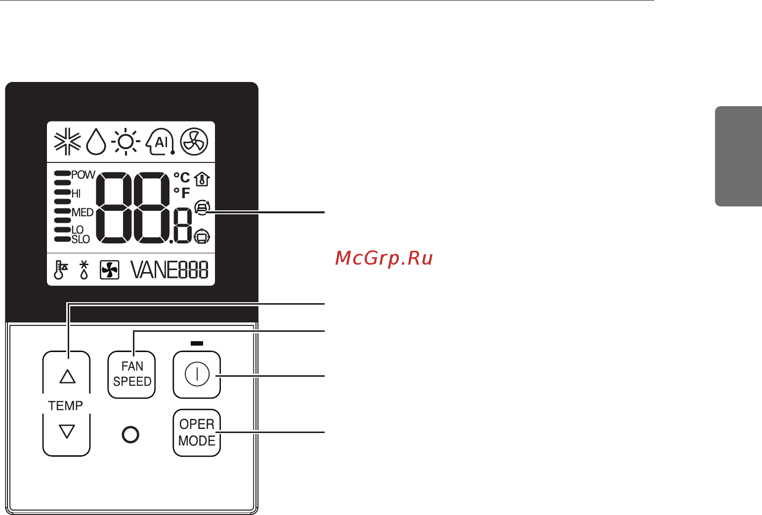 LG Smart UM36WC.N21R0/UU36WC.U41R0 Белый [9/21] Простой проводной пульт ду