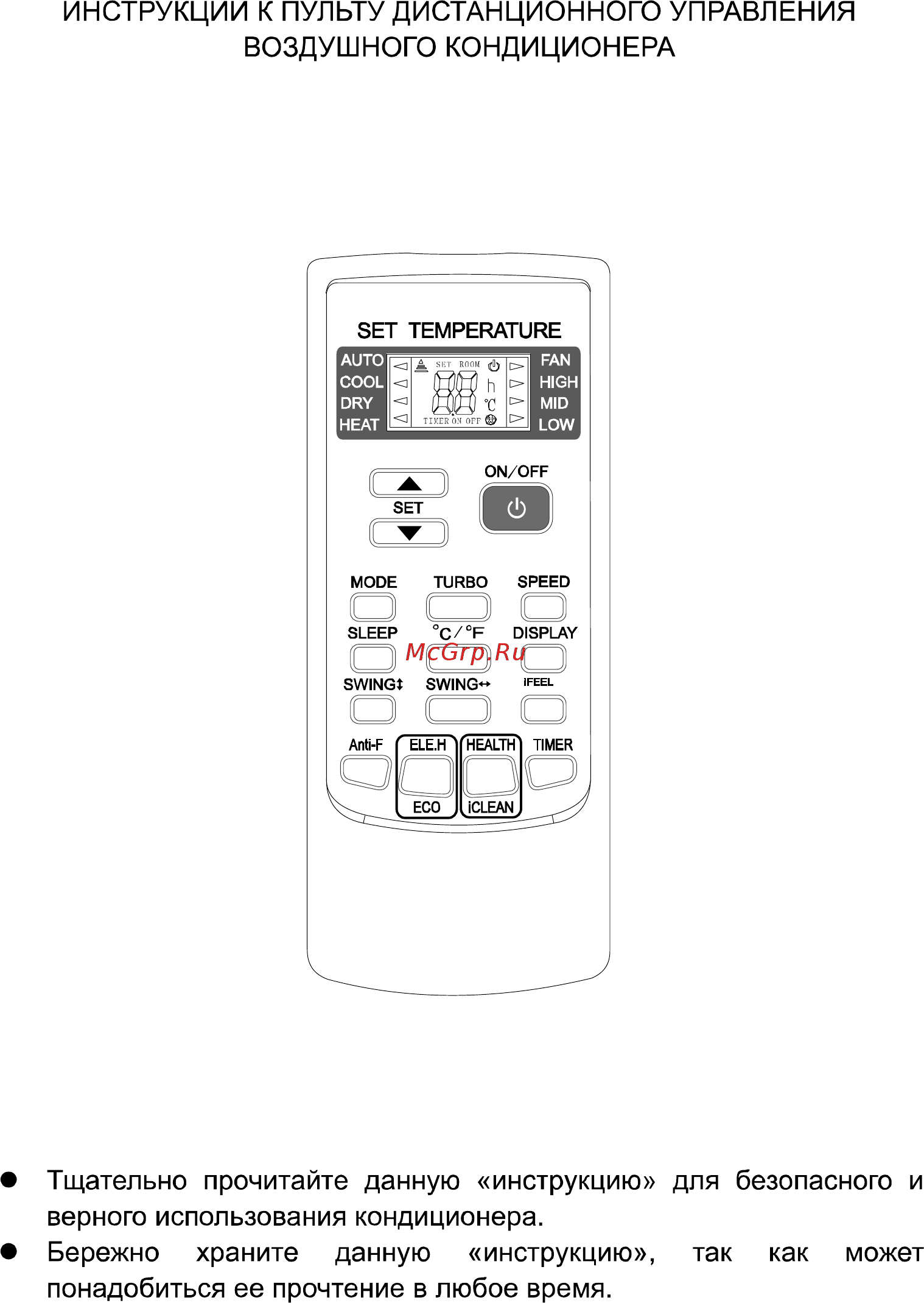 ABION ASH-C 127 DC/ARH-C 127 DC Inverter [7/25] Инструкции к пульту дистанционного управления