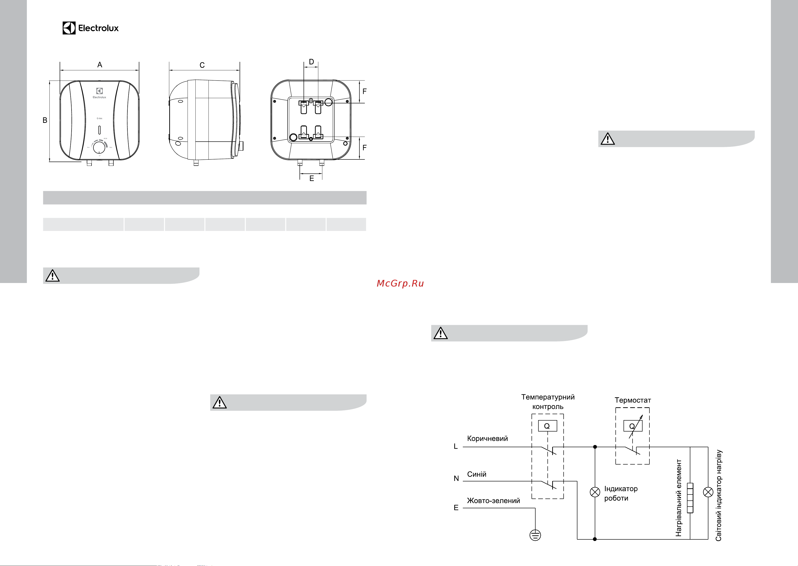 Electrolux EWH 15 Q-bic U НС-1147765 [12/17] Габаритні розміри