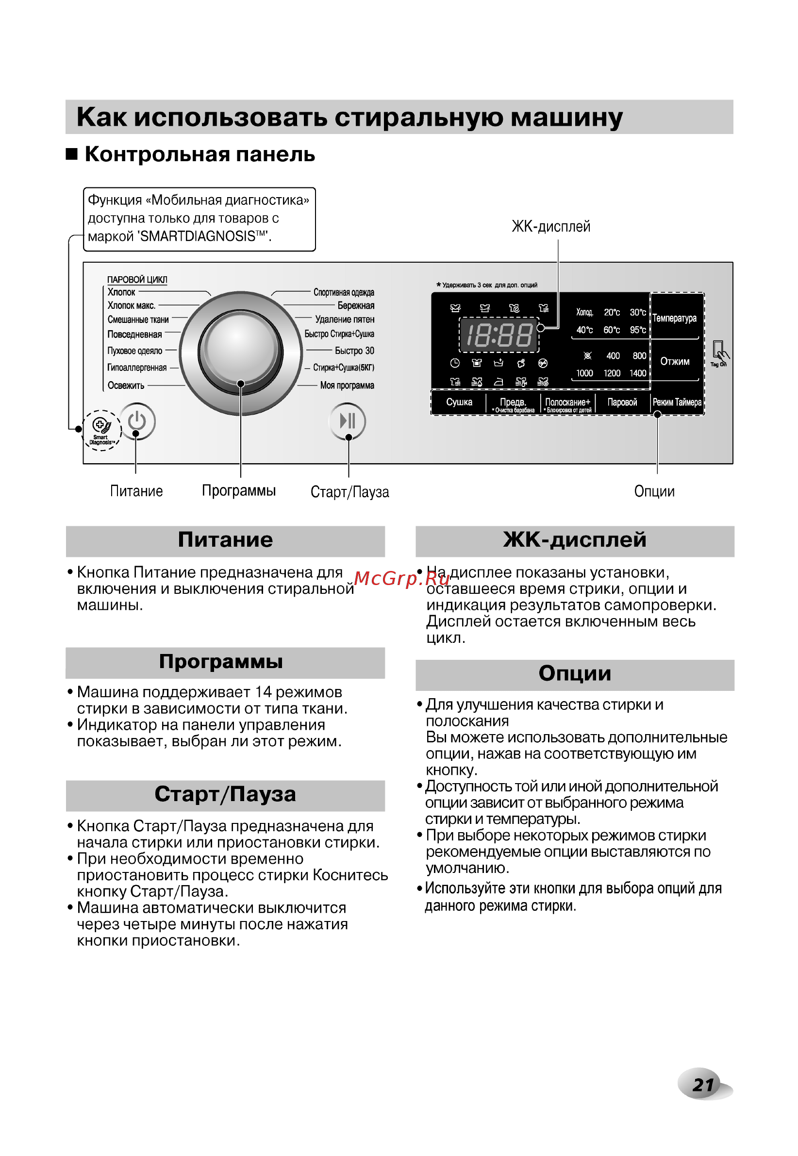 LG F14U2TDH1N с сушкой [21/44] Как использовать стиральную машину