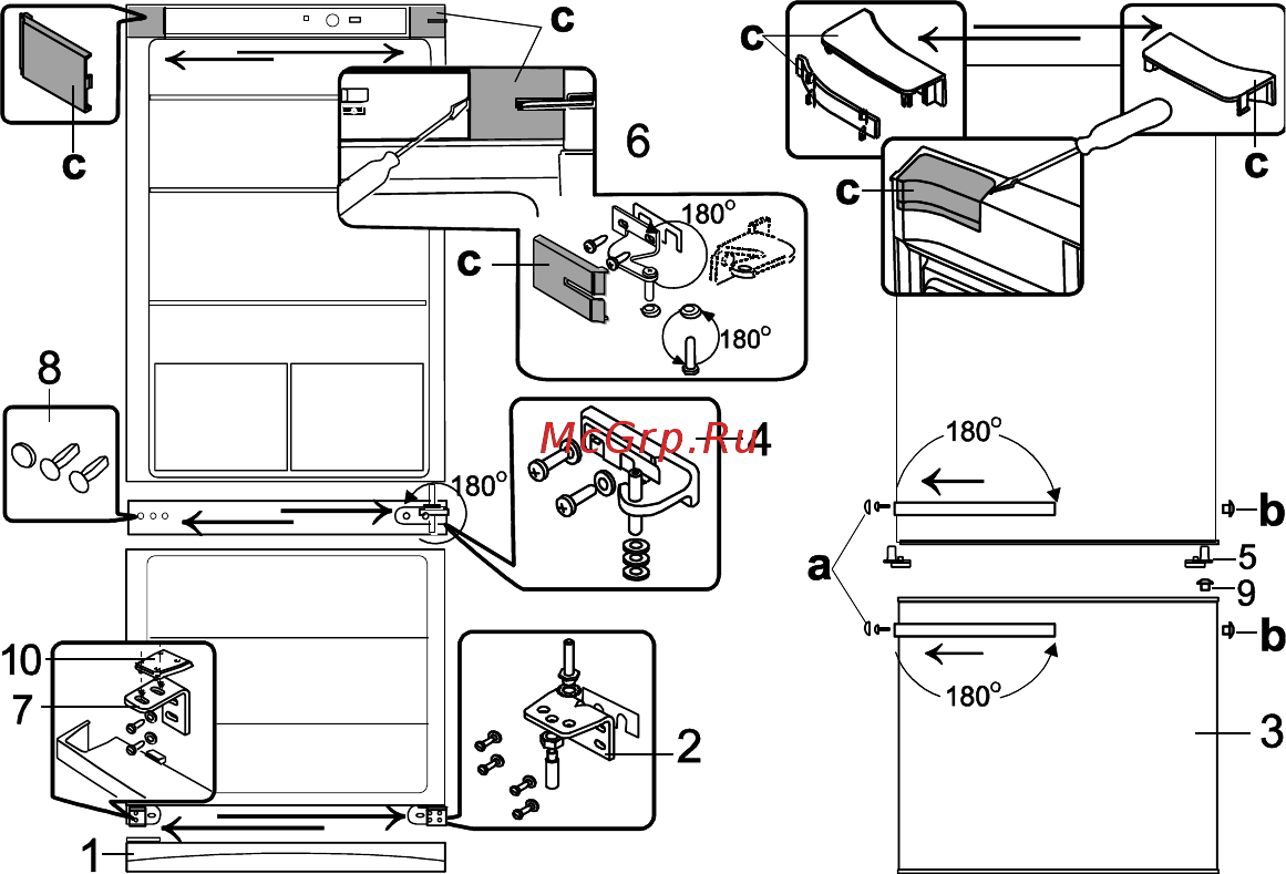 Snaige RF 36 NG (Z10026) [13/20] Изменение направления открытия дверей