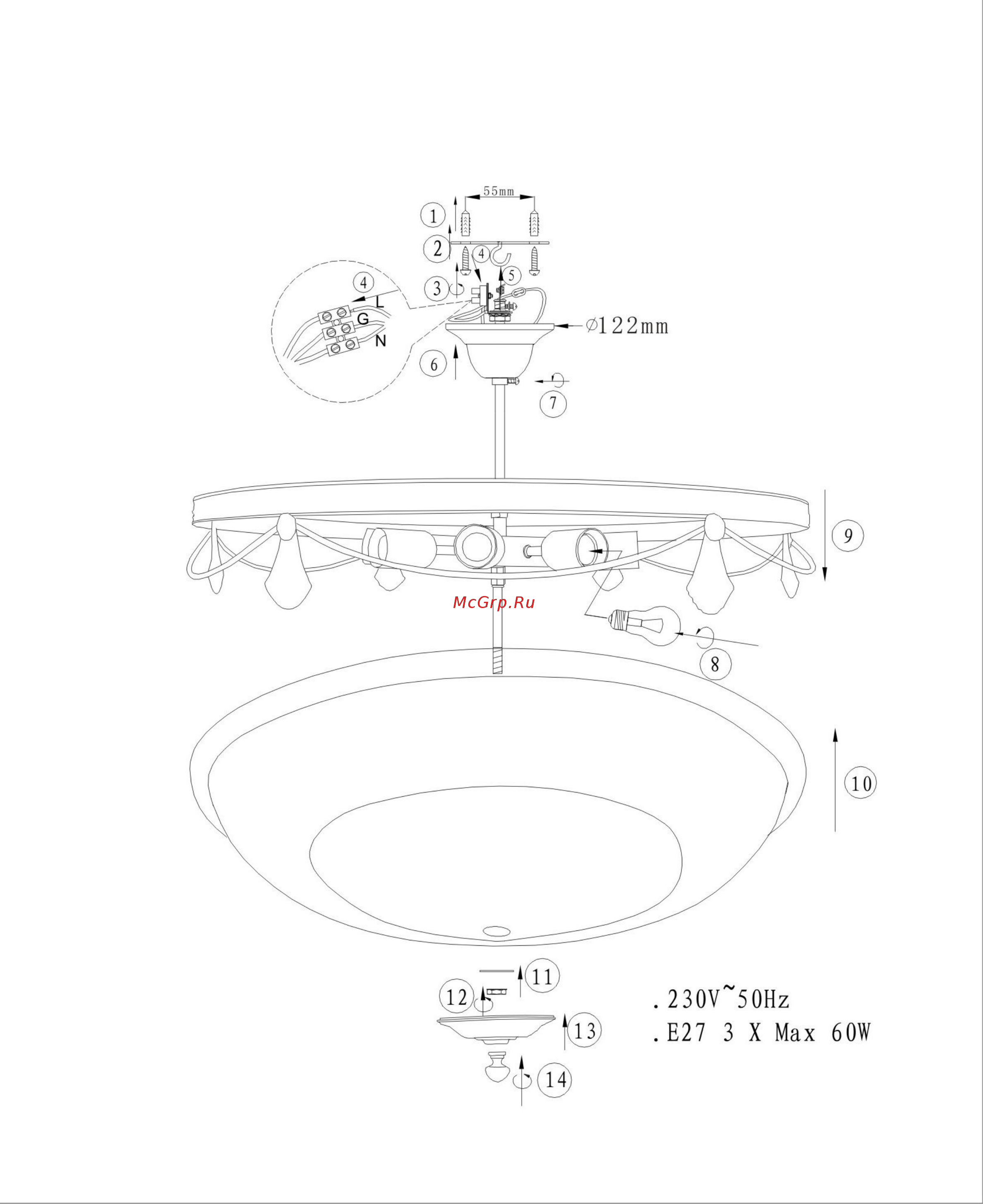 ODEON LIGHT Tabor 2549/3 Инструкция по эксплуатации онлайн