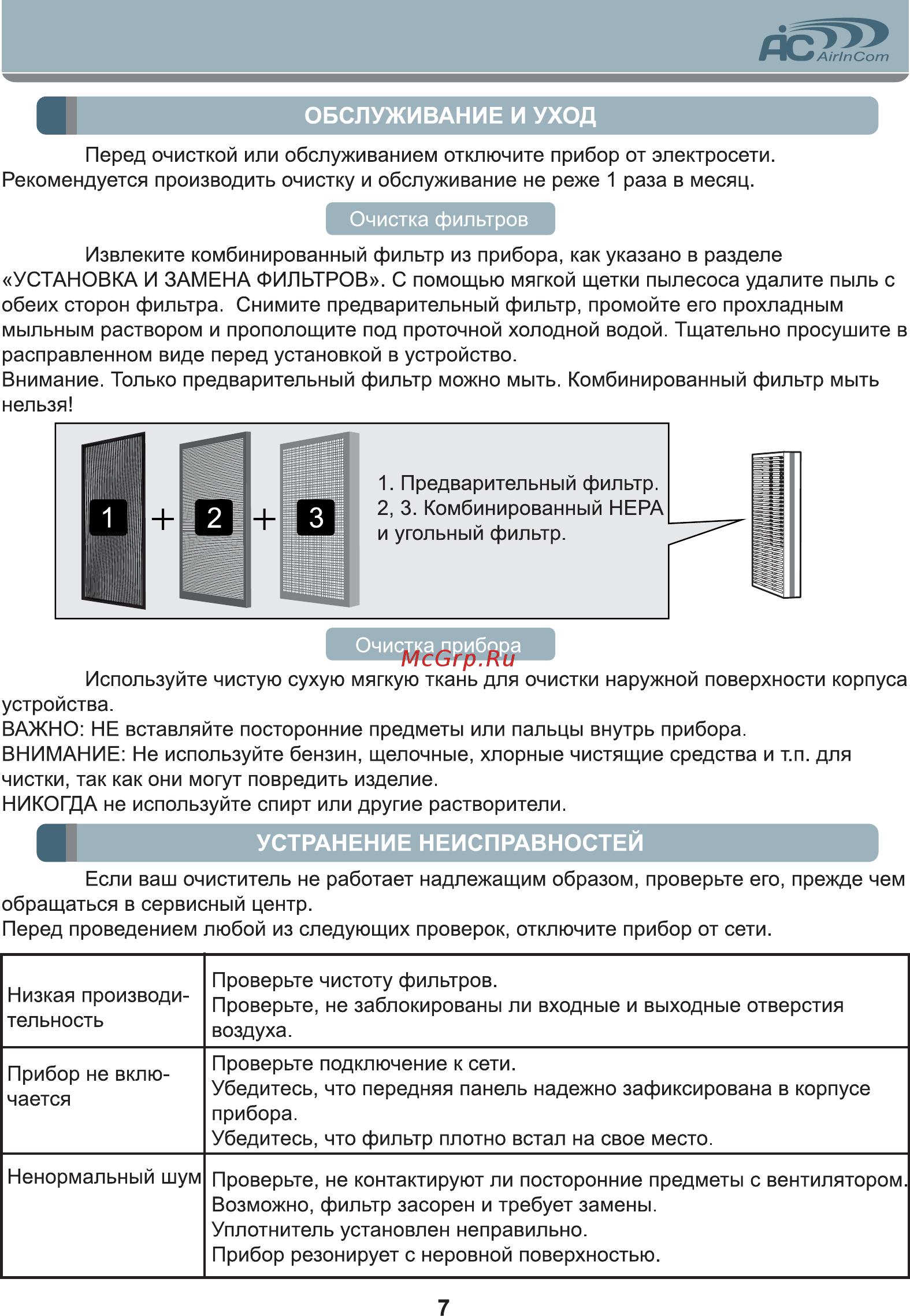 AIC CF8005 [7/8] Обслуживание и уход