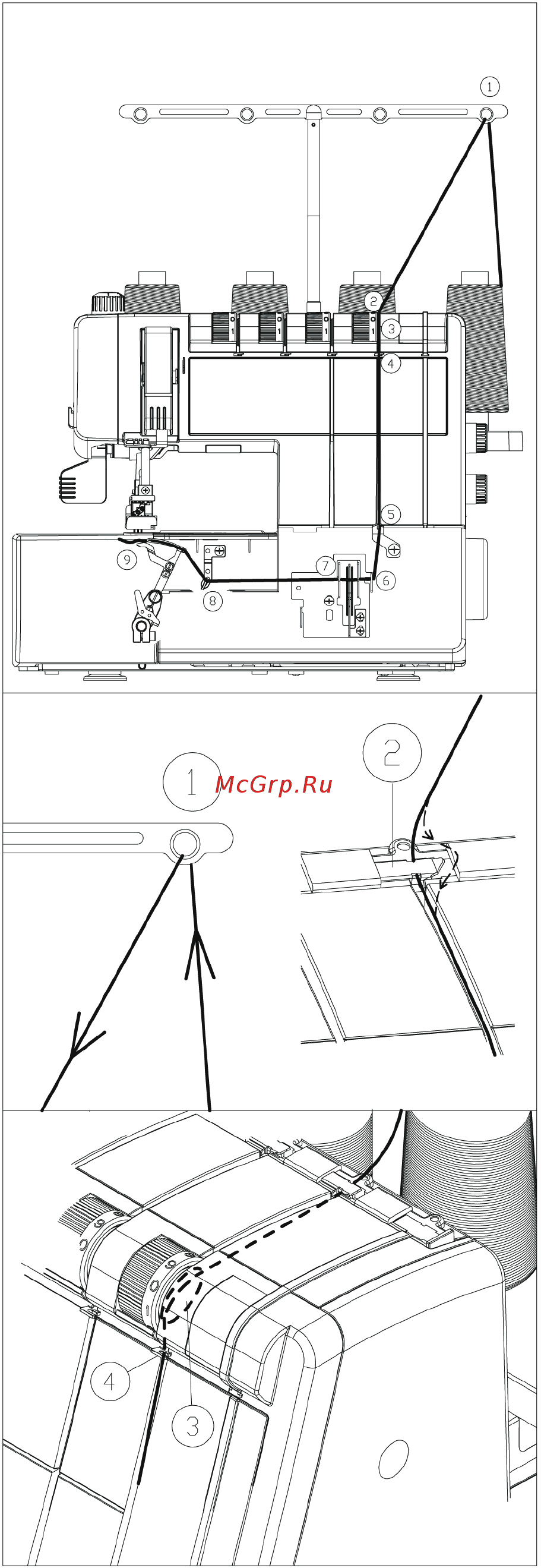 Leader VS 400D Cover Stitch [16/27] Заправка петлителя