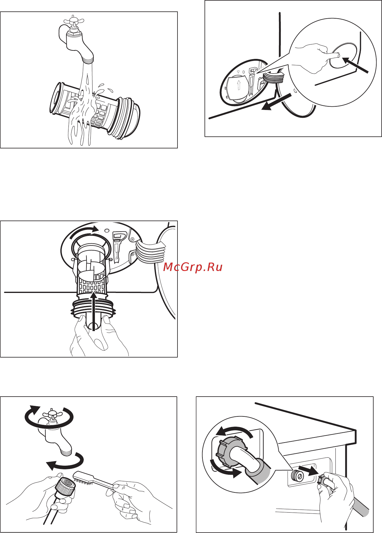 Electrolux EW7WR361S [44/56] Очистка наливного шланга и фильтра клапана