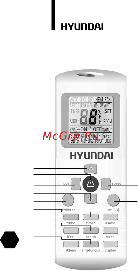 HYUNDAI ELECTRONICS H-AR16-07H [18/40] Пульт дистанционного управления