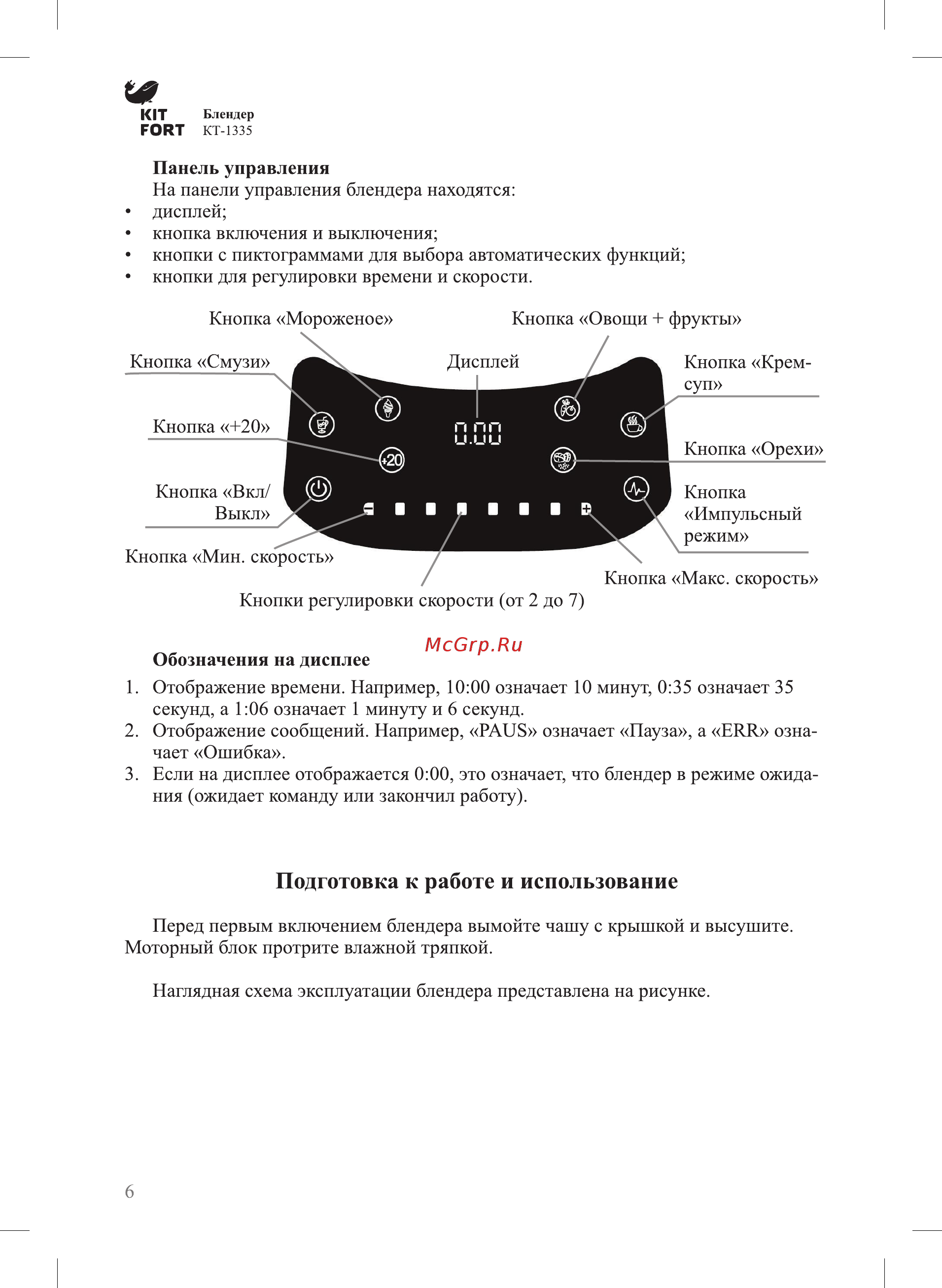 Kitfort КТ-1335 Черный [6/16] Подготовка к работе и использование