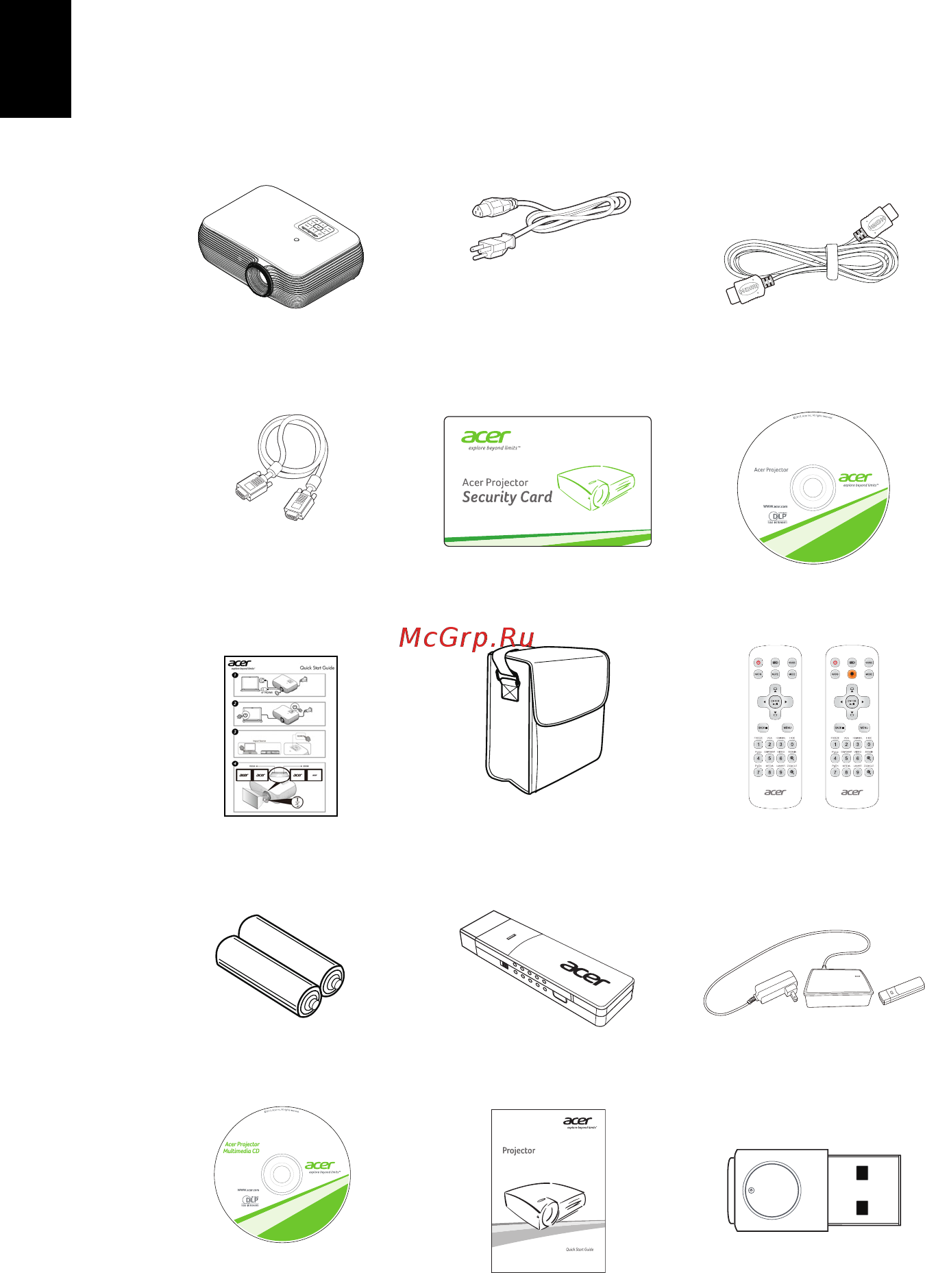 Acer P5530 MR.JPF11.001 [12/68] Комплектность