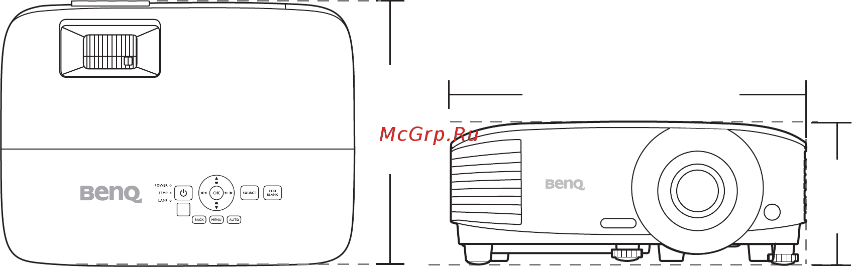 Benq MH606 9H.JGX77.13E [46/51] Габаритные размеры