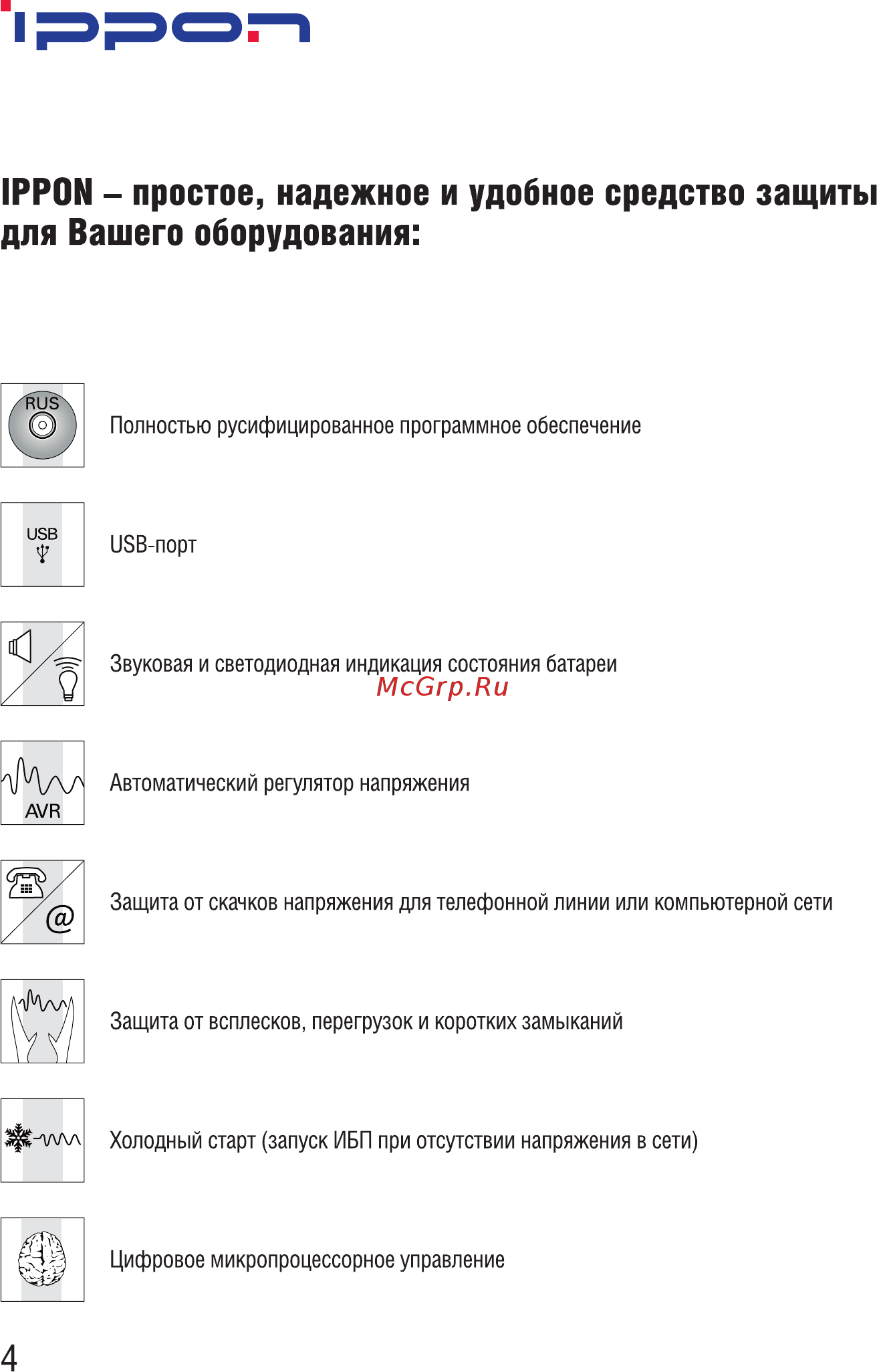 Ippon Smart Power Pro II 1600 Черный [6/16] Рр0м простое надежное и удобное средство защиты для вашего оборудования