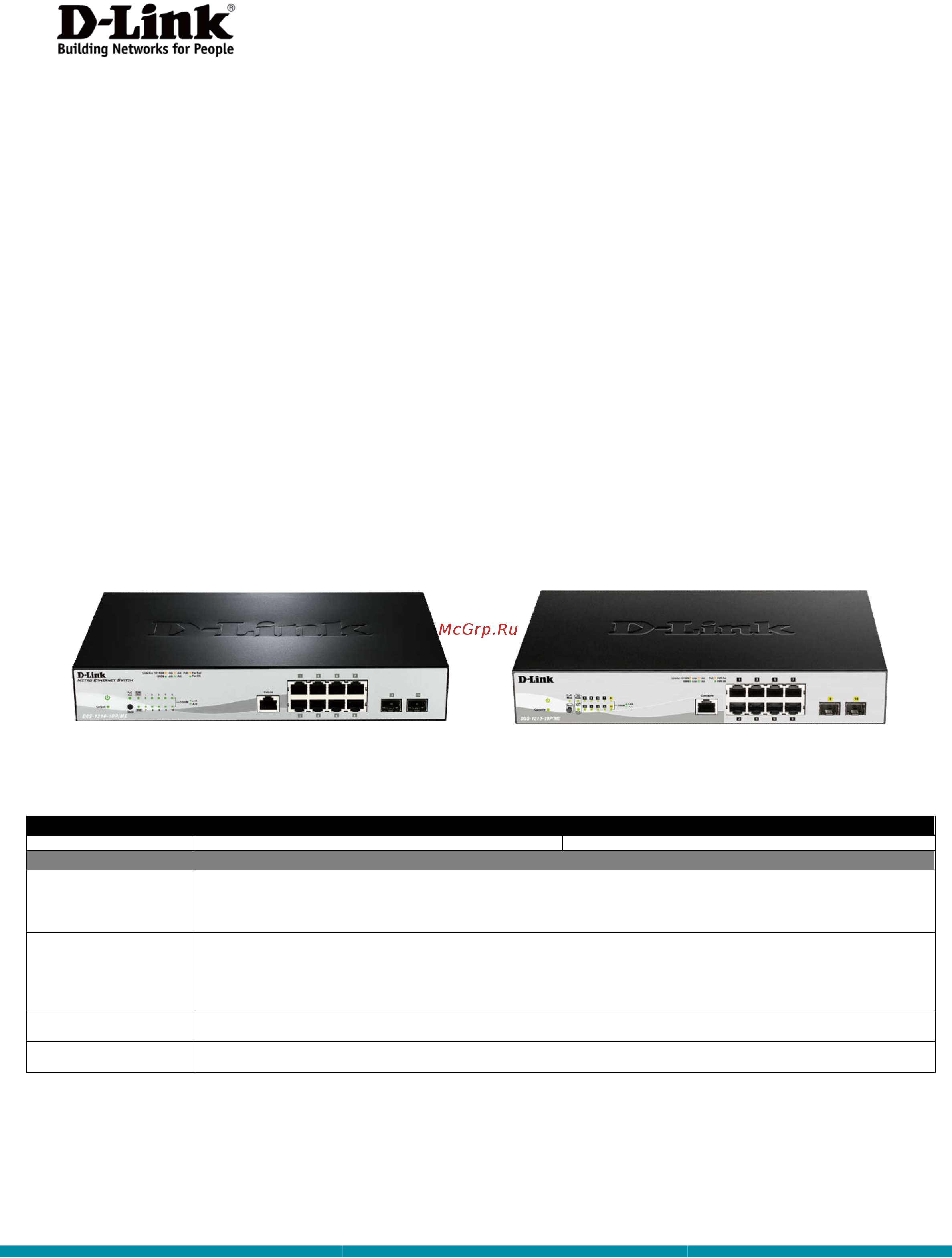 D-Link DGS-1210-10P/ME/A1A [2/6] Аппаратное обеспечение