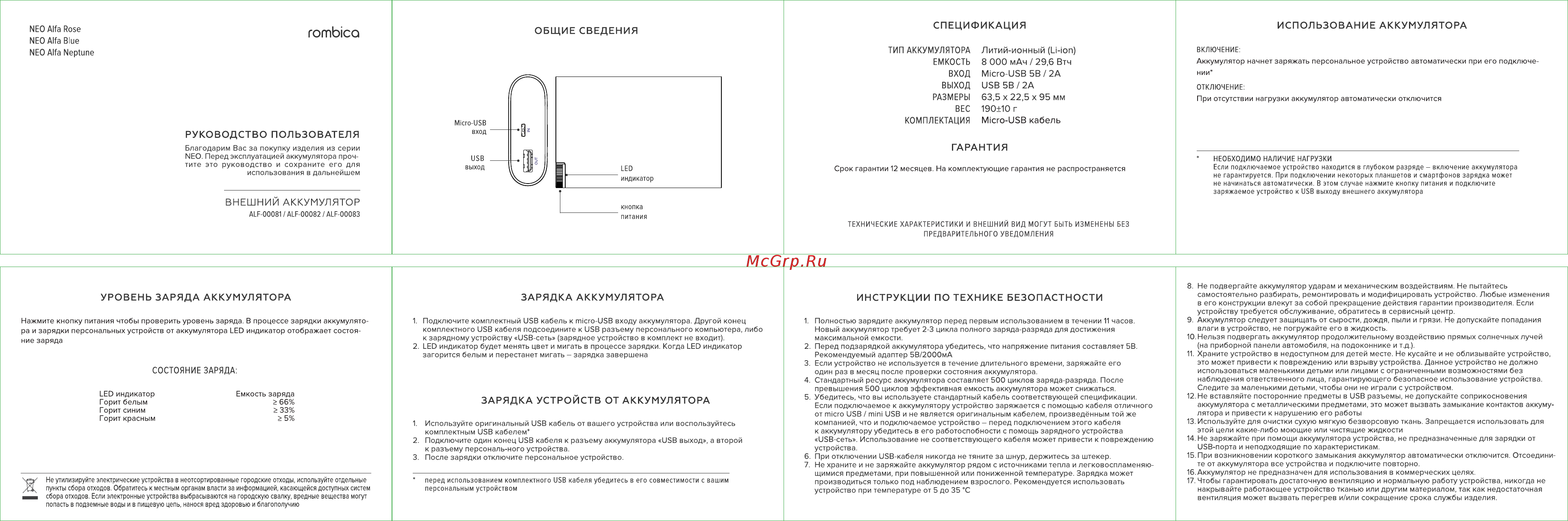 Rombica Neo ALF-00081 Инструкция по эксплуатации онлайн
