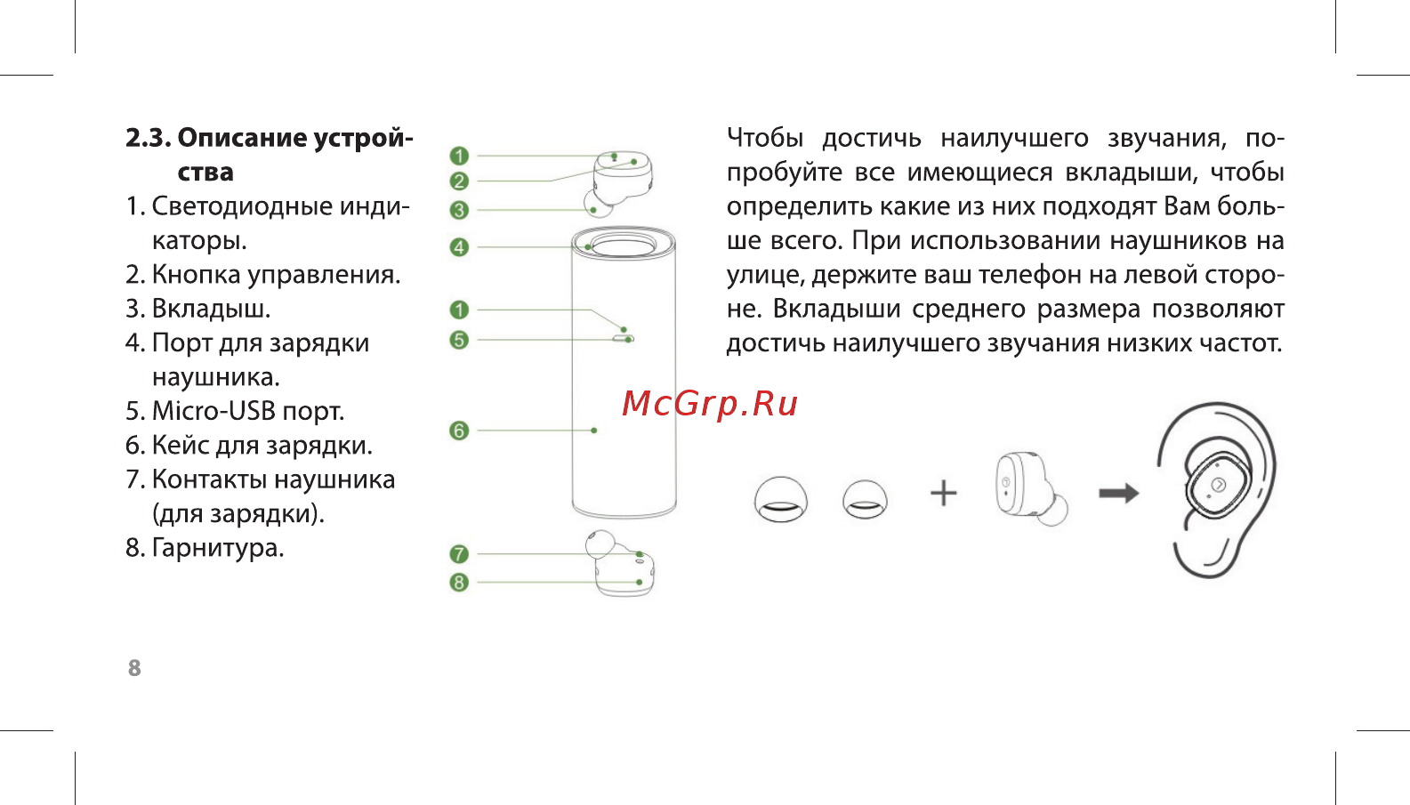 Ritmix Sport RH-808BTH TWS Инструкция по эксплуатации онлайн [8/20] 381261