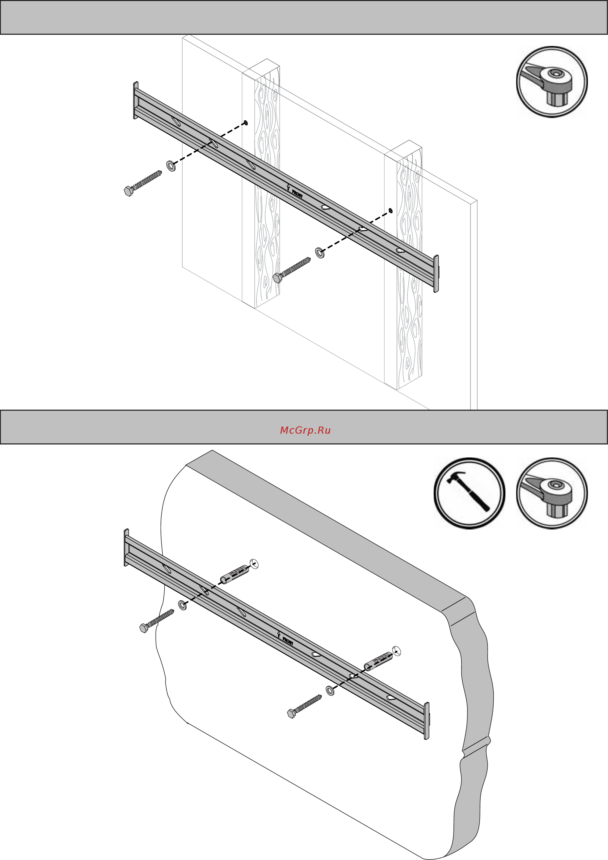 Omnimount OE200F [11/16] Step 9 solid wall installation